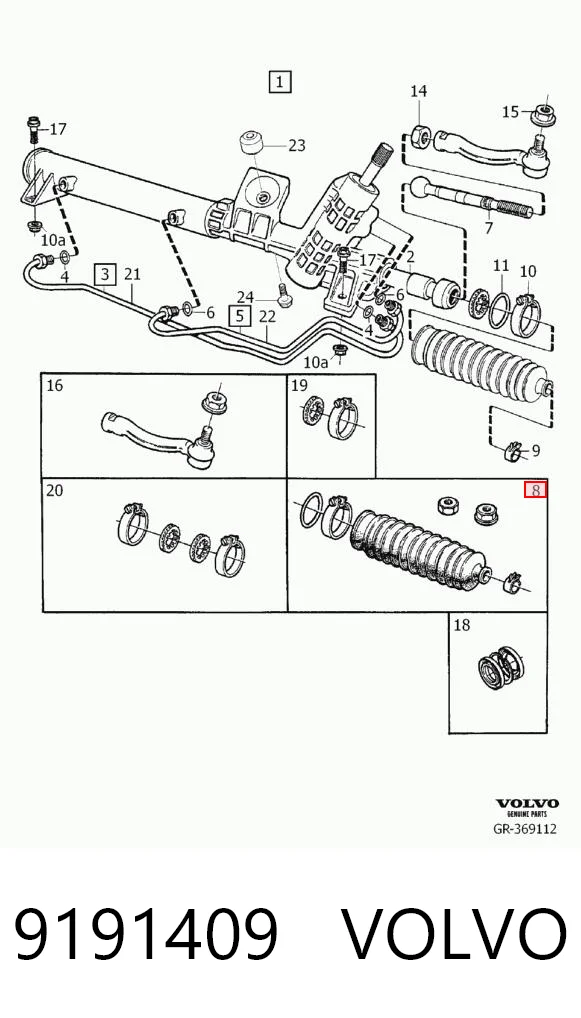 Comprar Fuelle de la cremallera de dirección Volvo V70 I LV a bajo precio