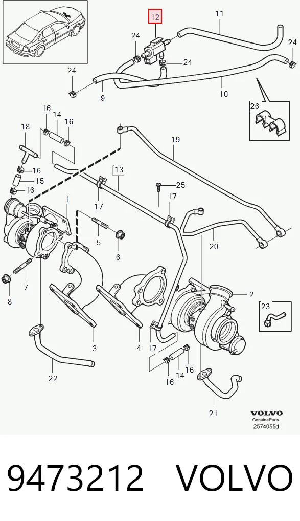 9473212 Volvo Válvula solenoide de control de presión de sobrealimentación