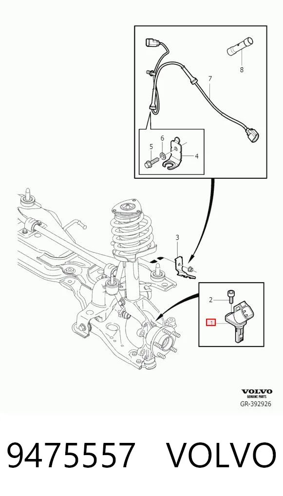 9475557 Volvo Sensor de rueda abs
