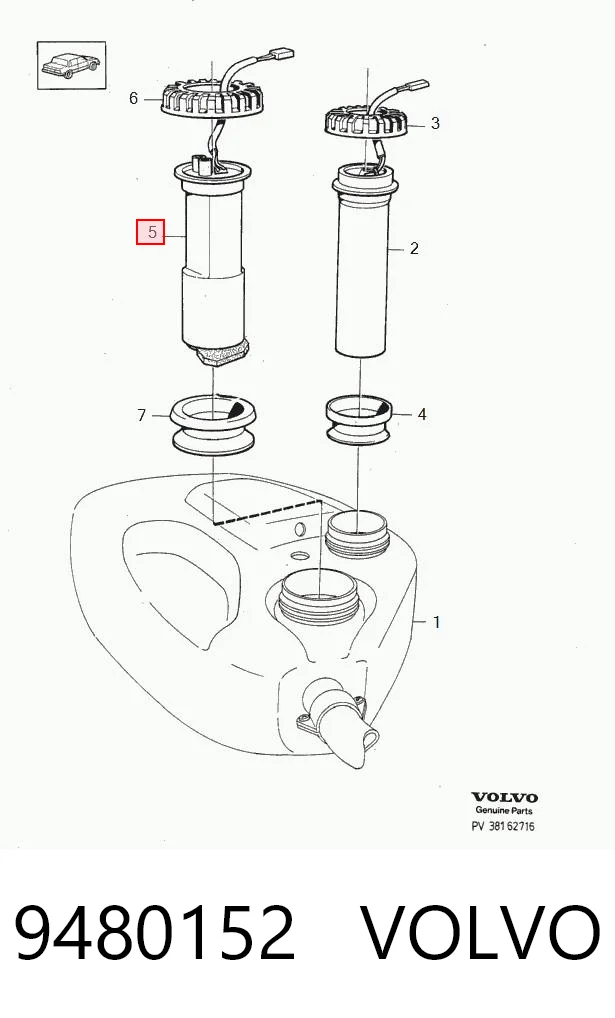9480152 Volvo Elemento de turbina de la bomba de combustible