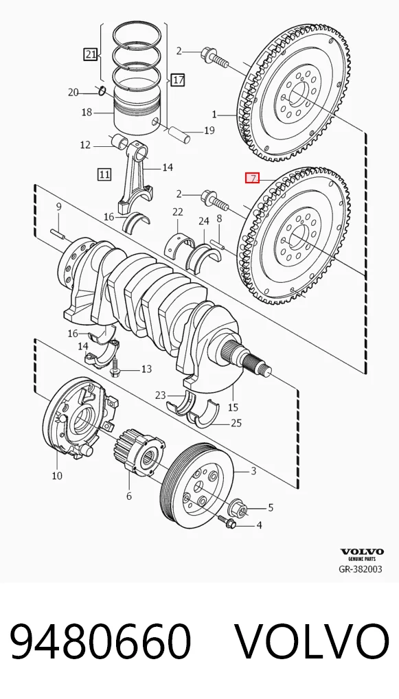 Volante de motor 9480660 VOLVO