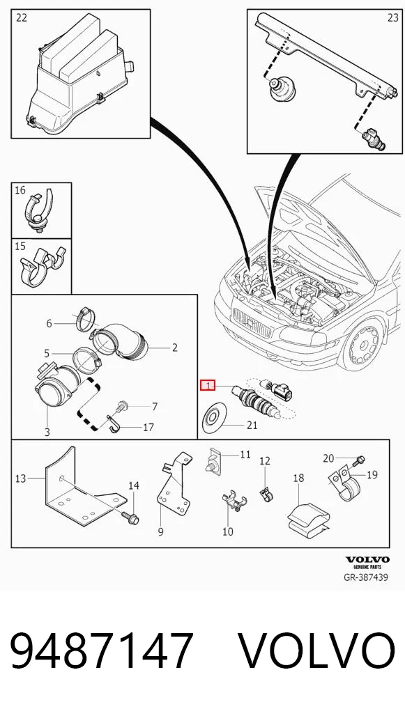 9487147 Volvo Sensor de oxígeno previo al catalizador
