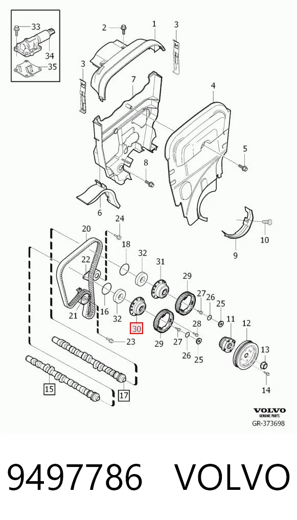 9497786 Volvo Engranaje del árbol de levas de escape