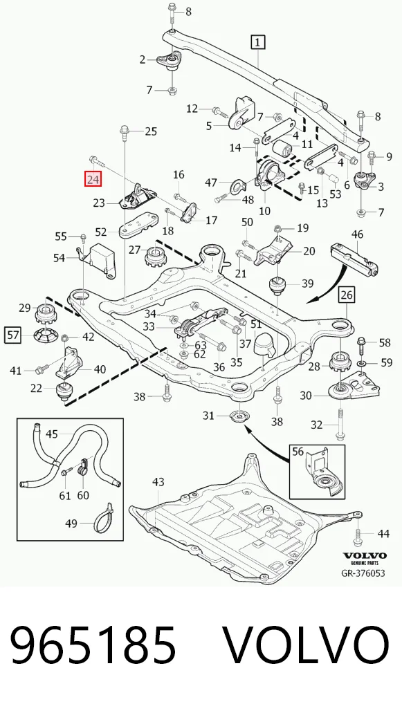 965185 Volvo Perno de fijación del brazo oscilante delantero