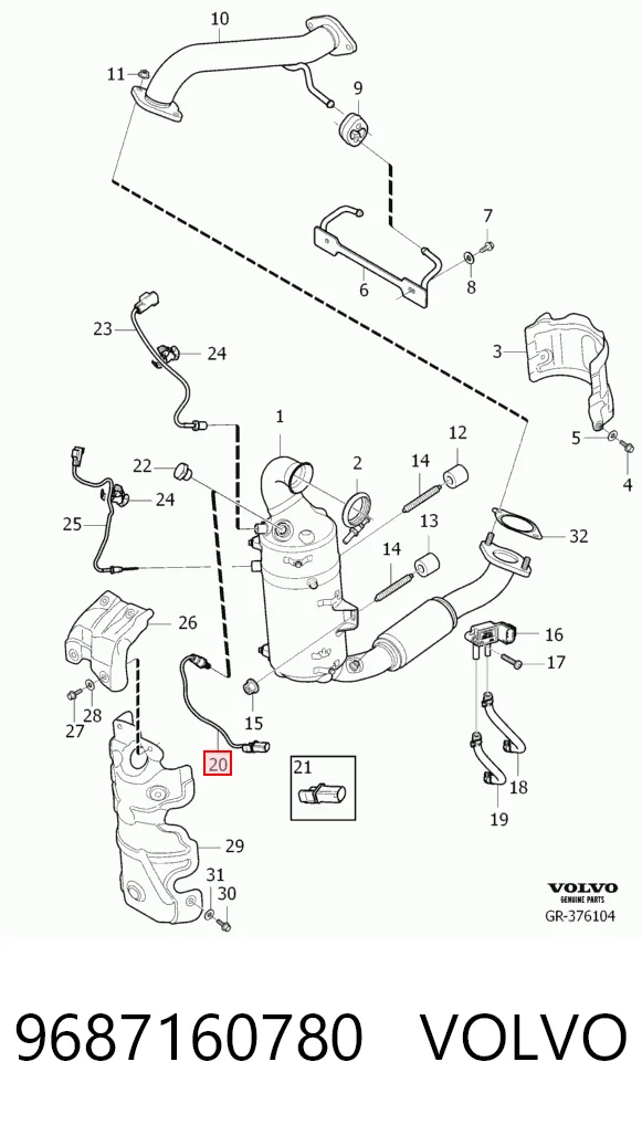 Sensor de oxígeno previo al catalizador 9687160780 Ford