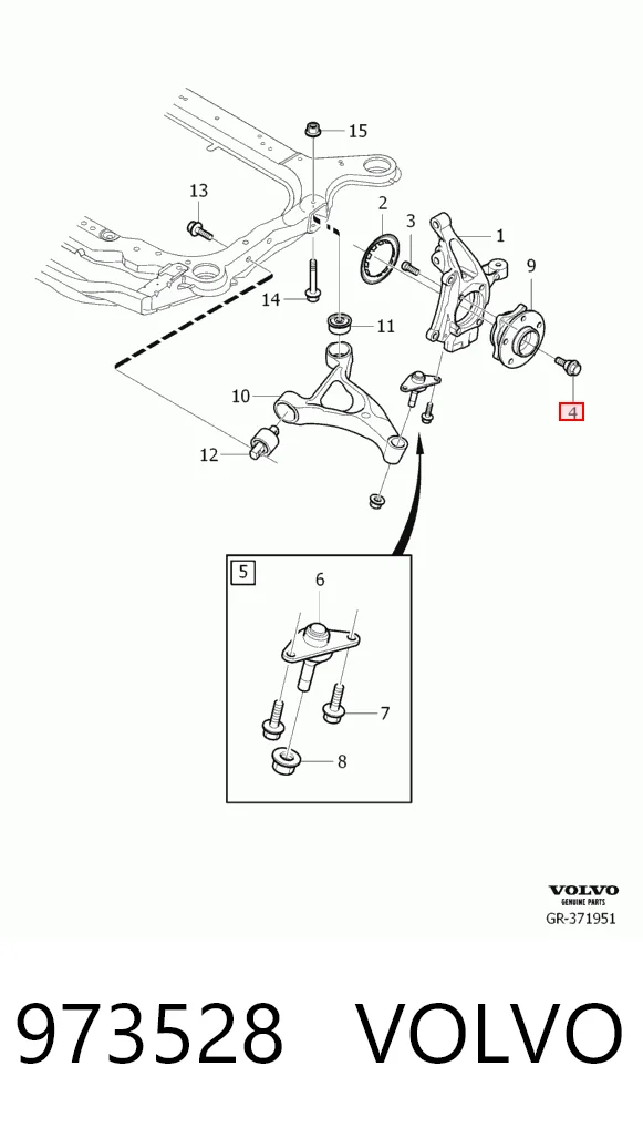 Perno de cubo 973528 VOLVO