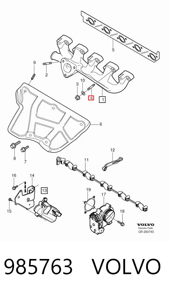 985763 Volvo Espárrago del colector de escape