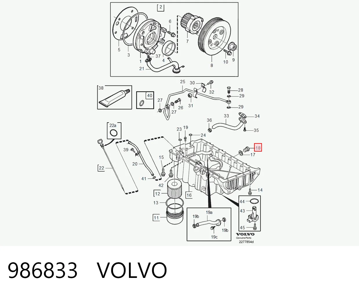 986833 Volvo Tapón del cárter de aceite