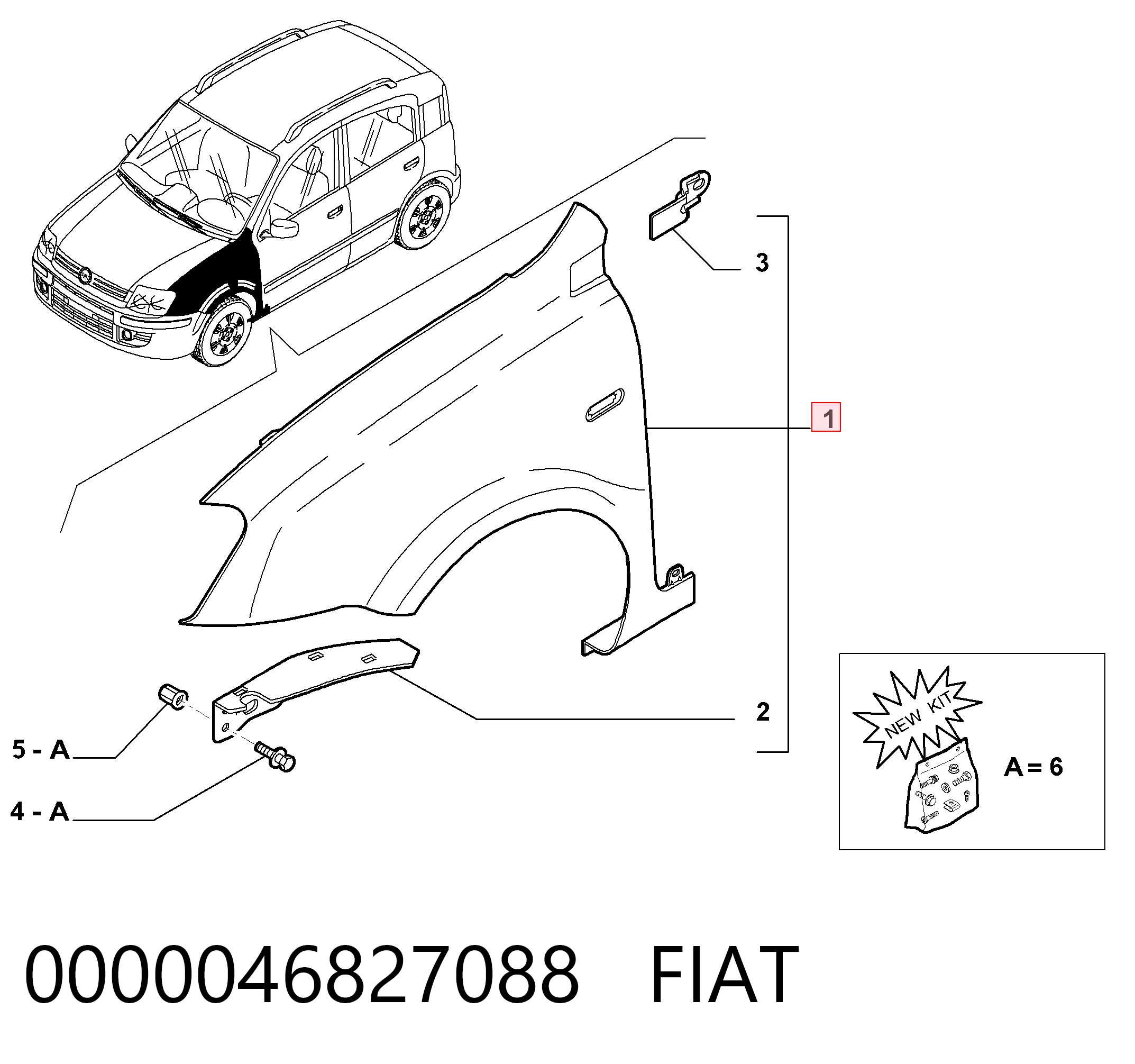 Aleta delantera izquierda Fiat Panda II