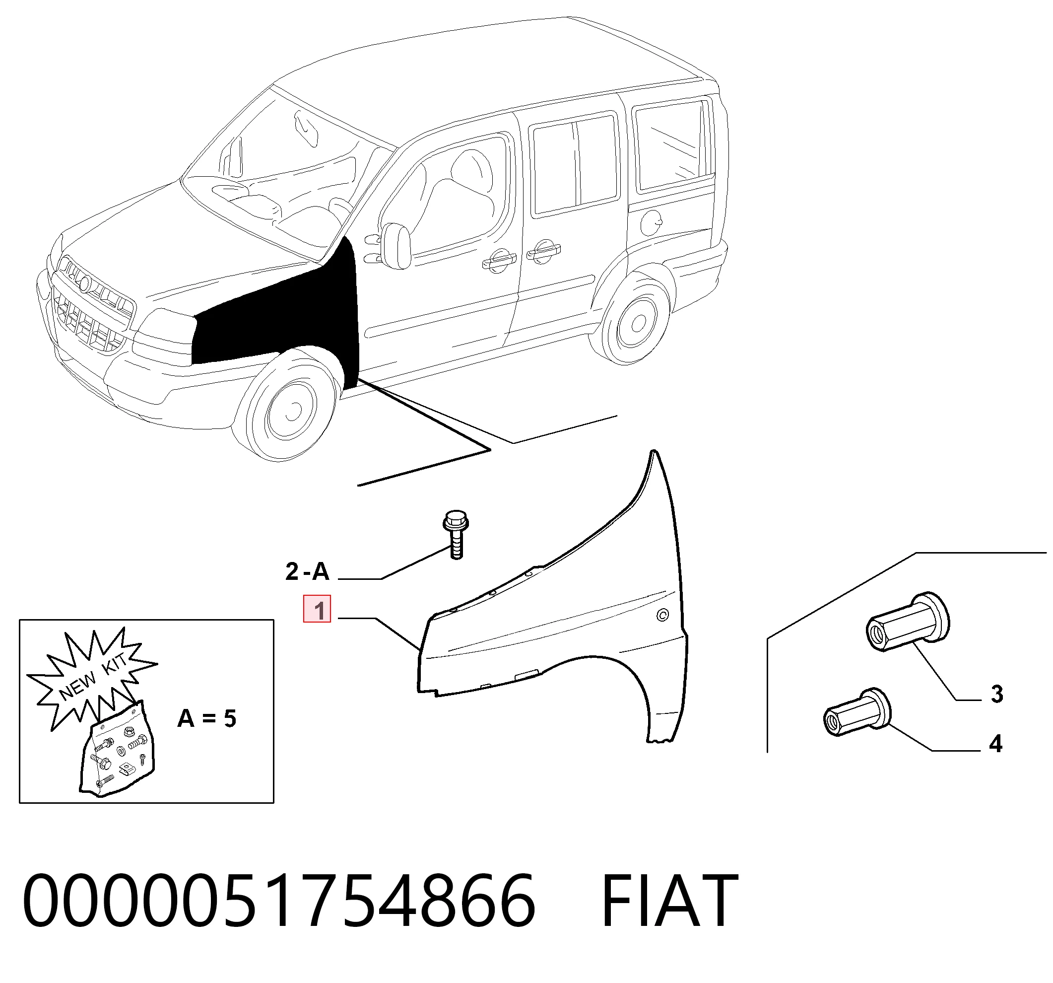 Aleta delantera izquierda Fiat Doblo I furgoneta (223) (2001 - 2010) precio, desde 91,01 EUR