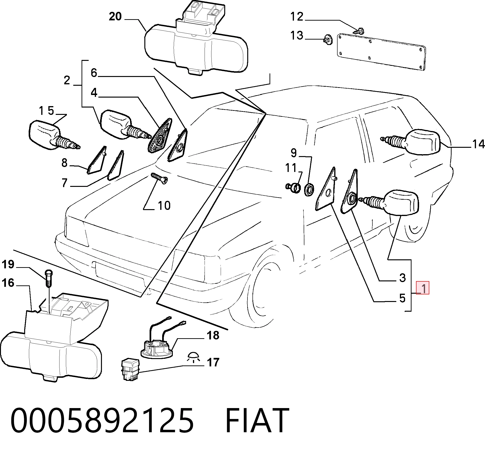  Espejo de retrovisor izquierdo Fiat Uno 