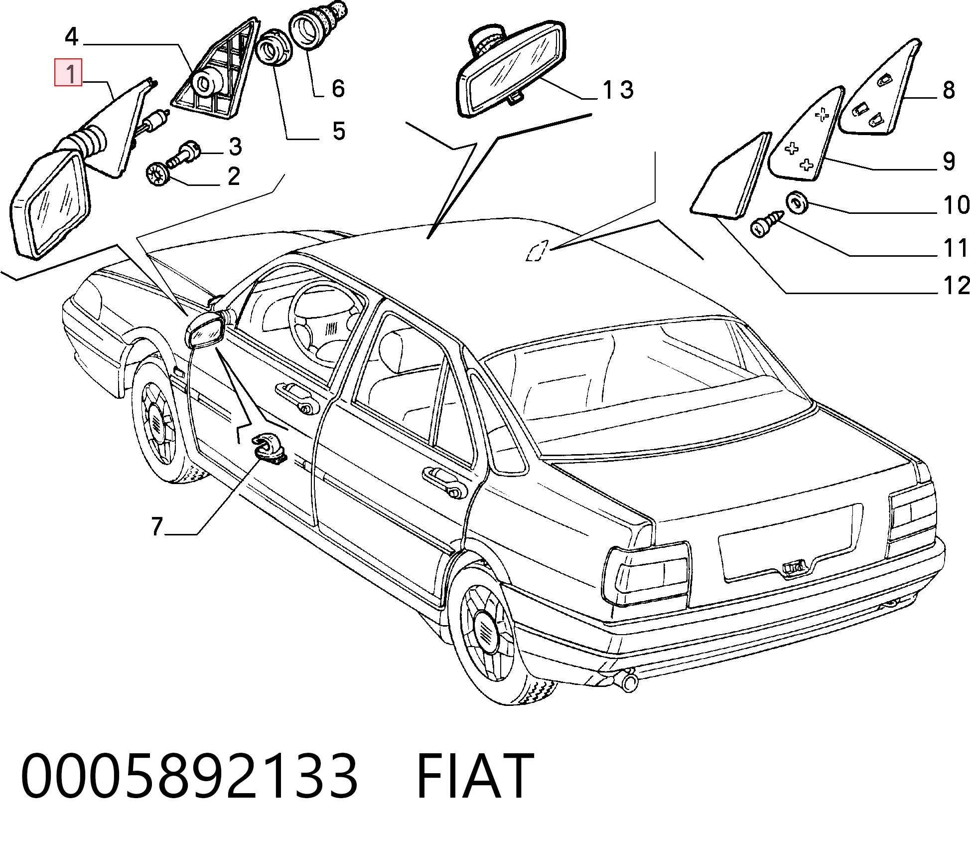 Espejo de retrovisor izquierdo Fiat Tipo 