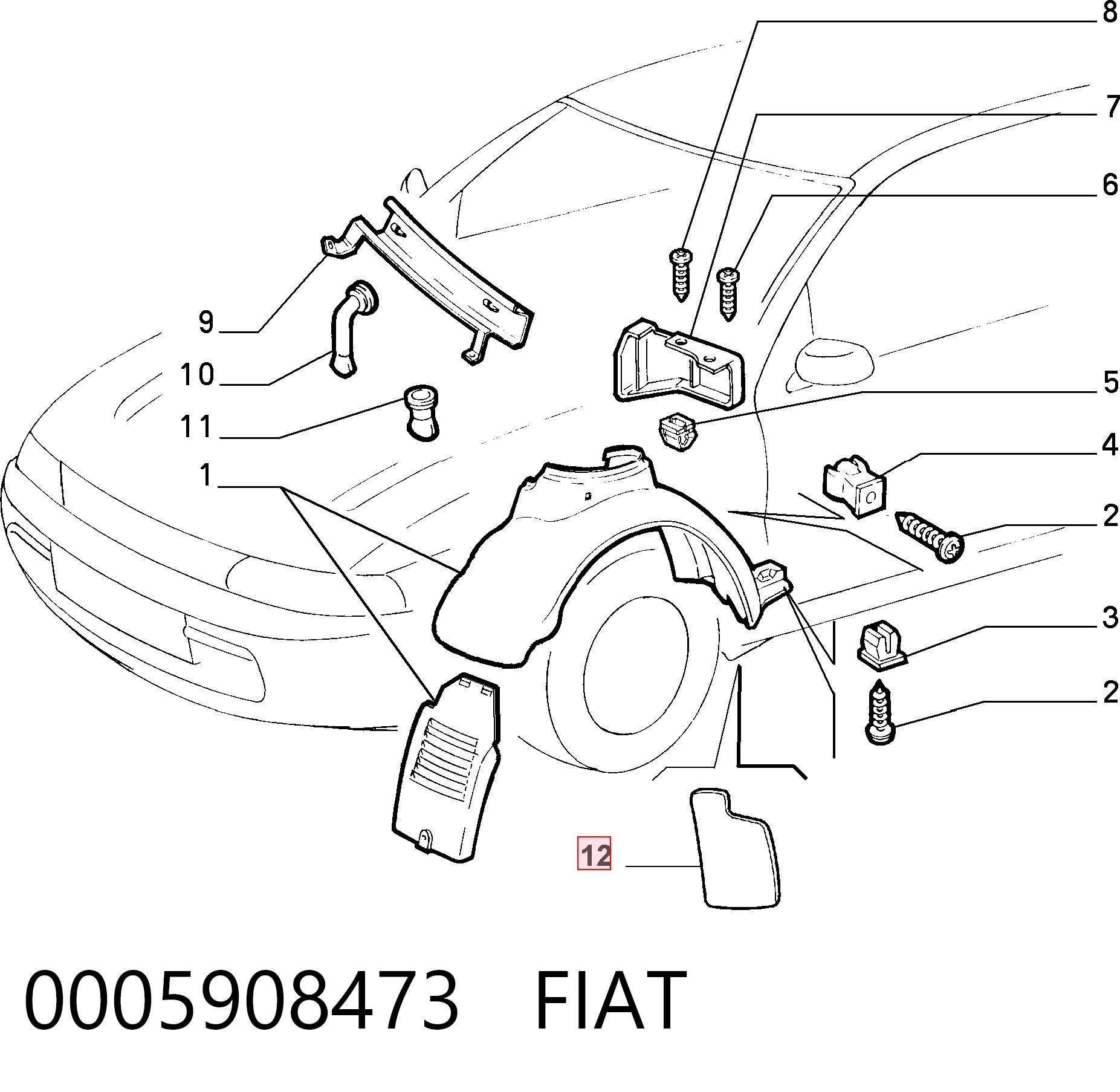 Guardabarros delanteros para Fiat Bravo 182