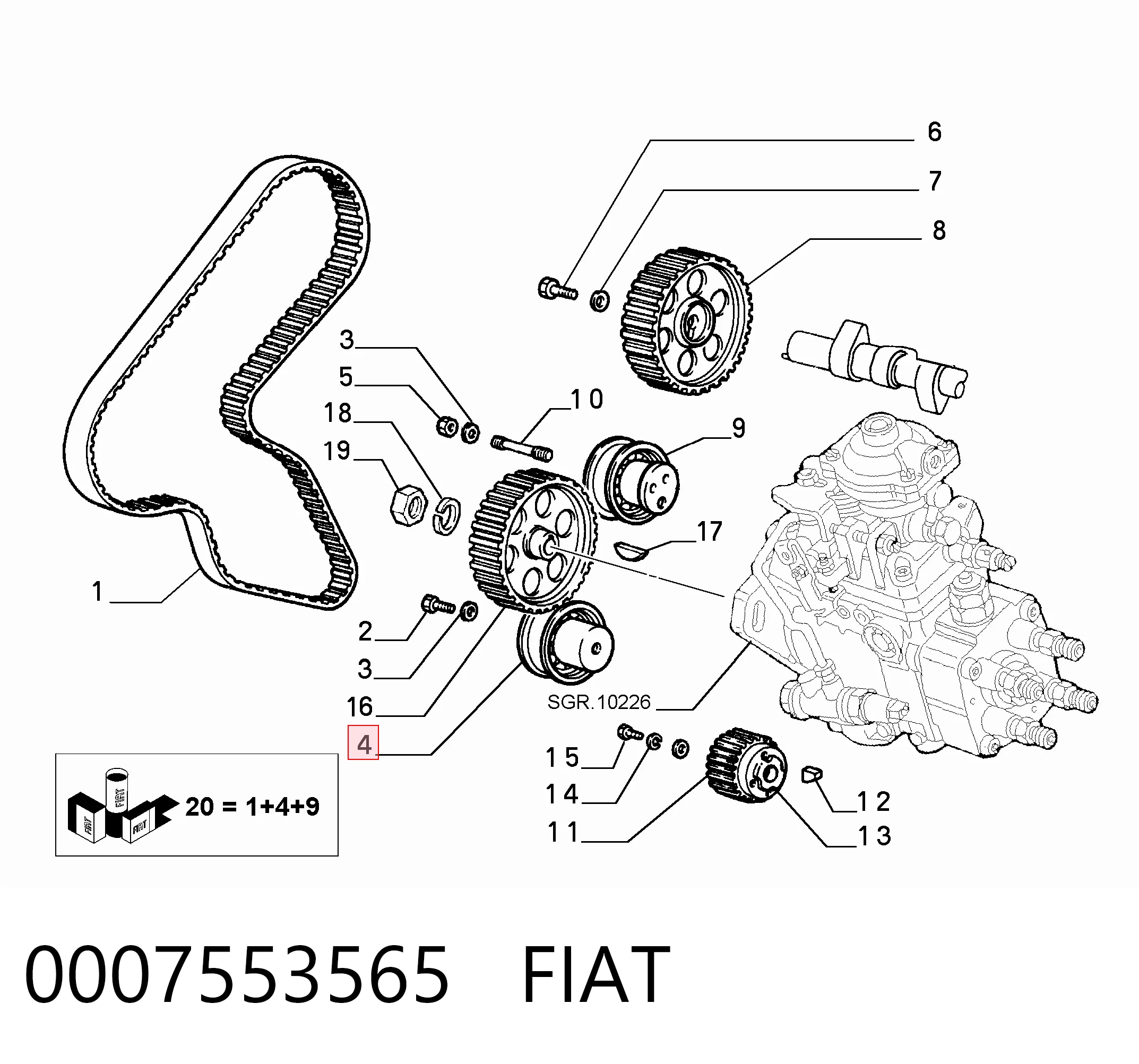 Precio del repuesto Rodillo intermedio de correa dentada Punto I hatchback