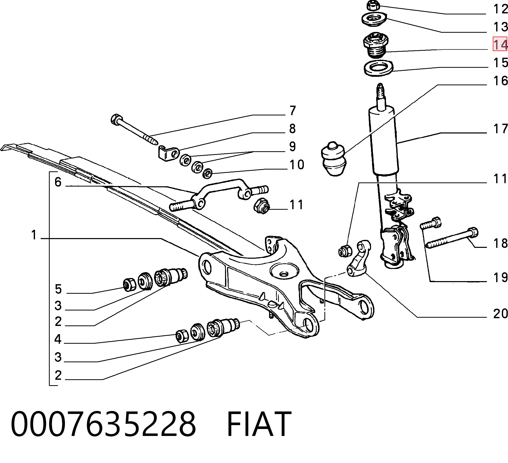 Copela de amortiguador trasero para Fiat Fiorino 146 Uno