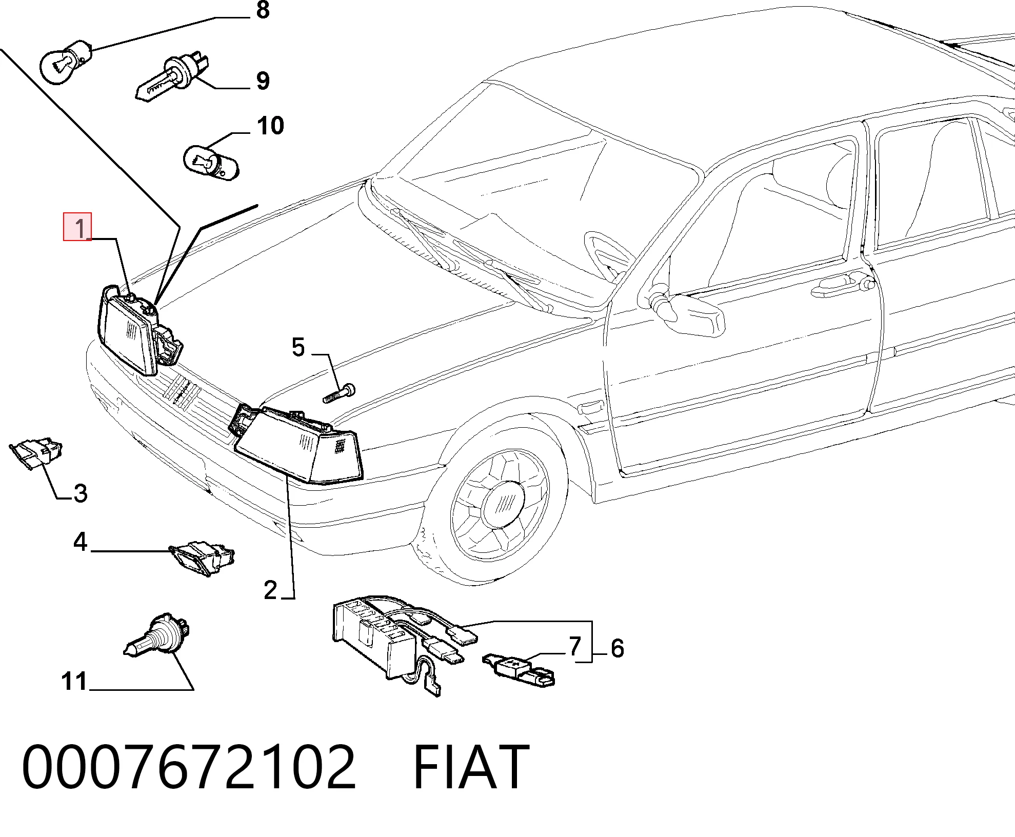 Luz derecha para Fiat Tempra  159