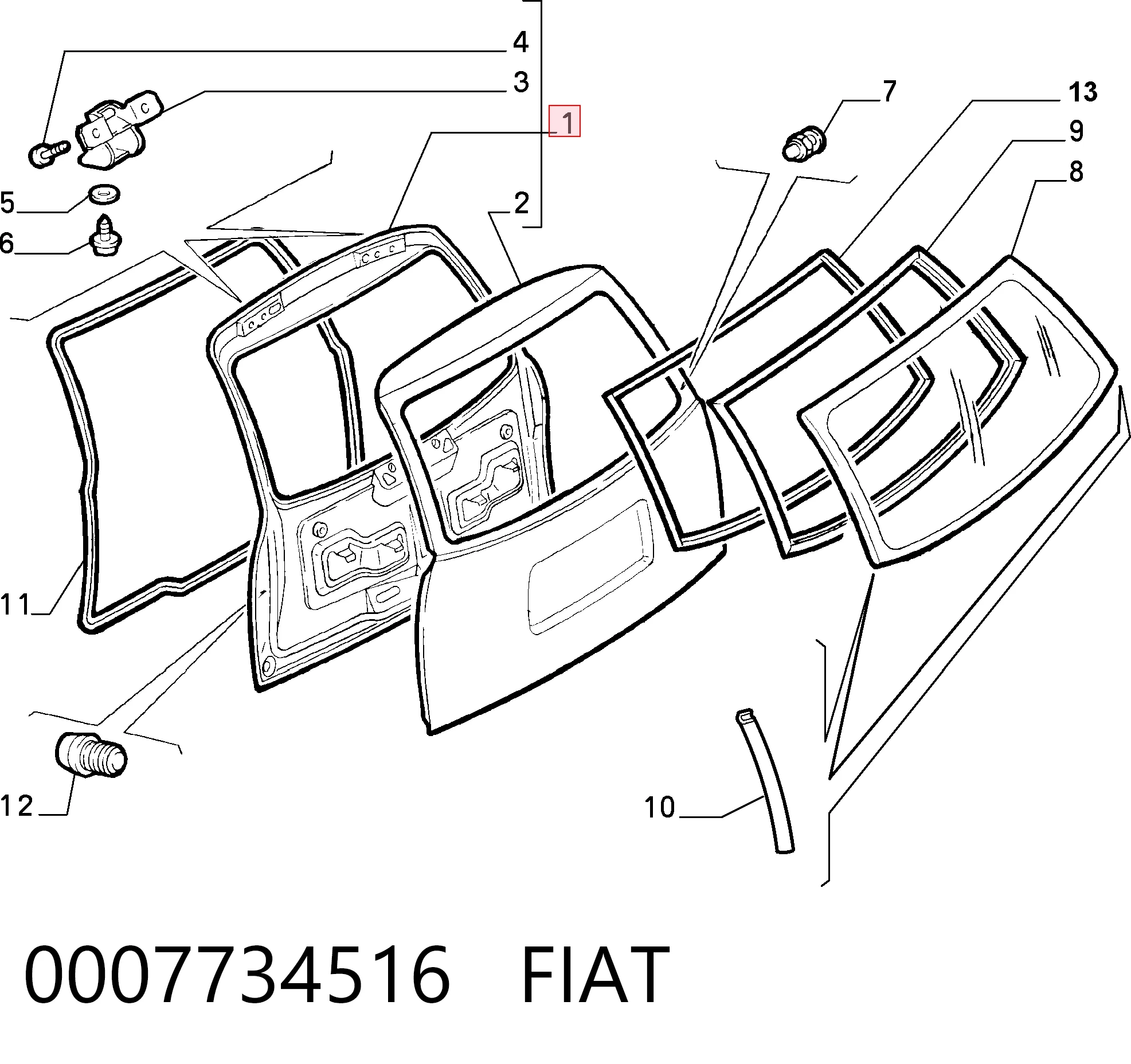 Puerta trasera del maletero (portón trasero) 0007734516 FIAT