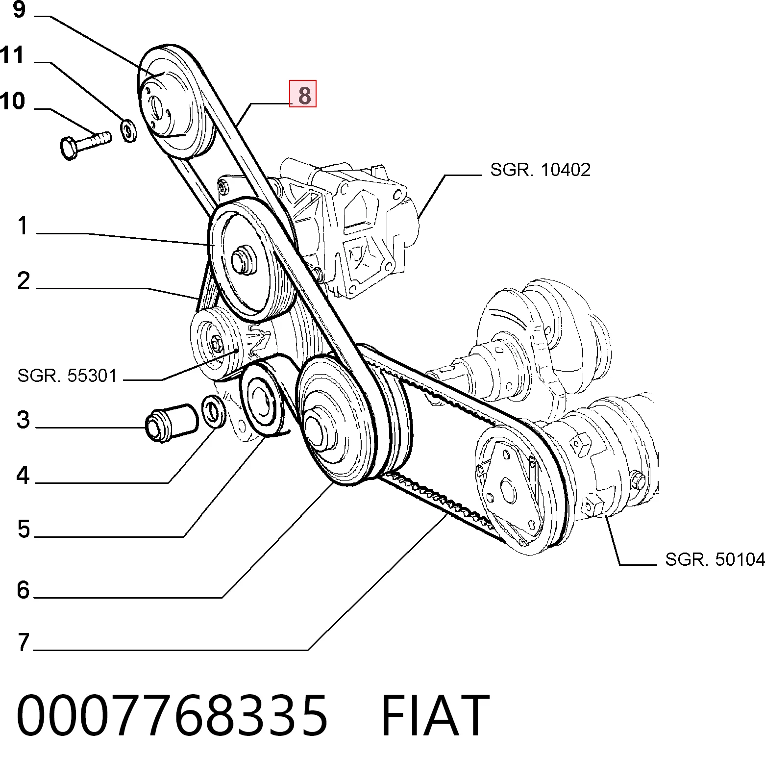 Correa de alternador 10A0735 Dayco