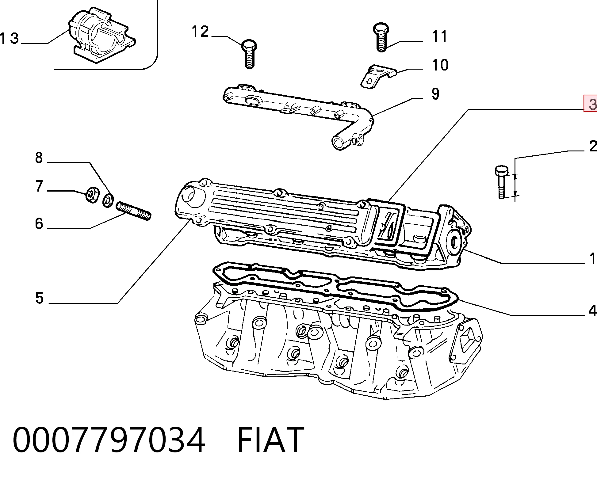 Junta de la tapa de válvulas del motor 0007797034 FIAT