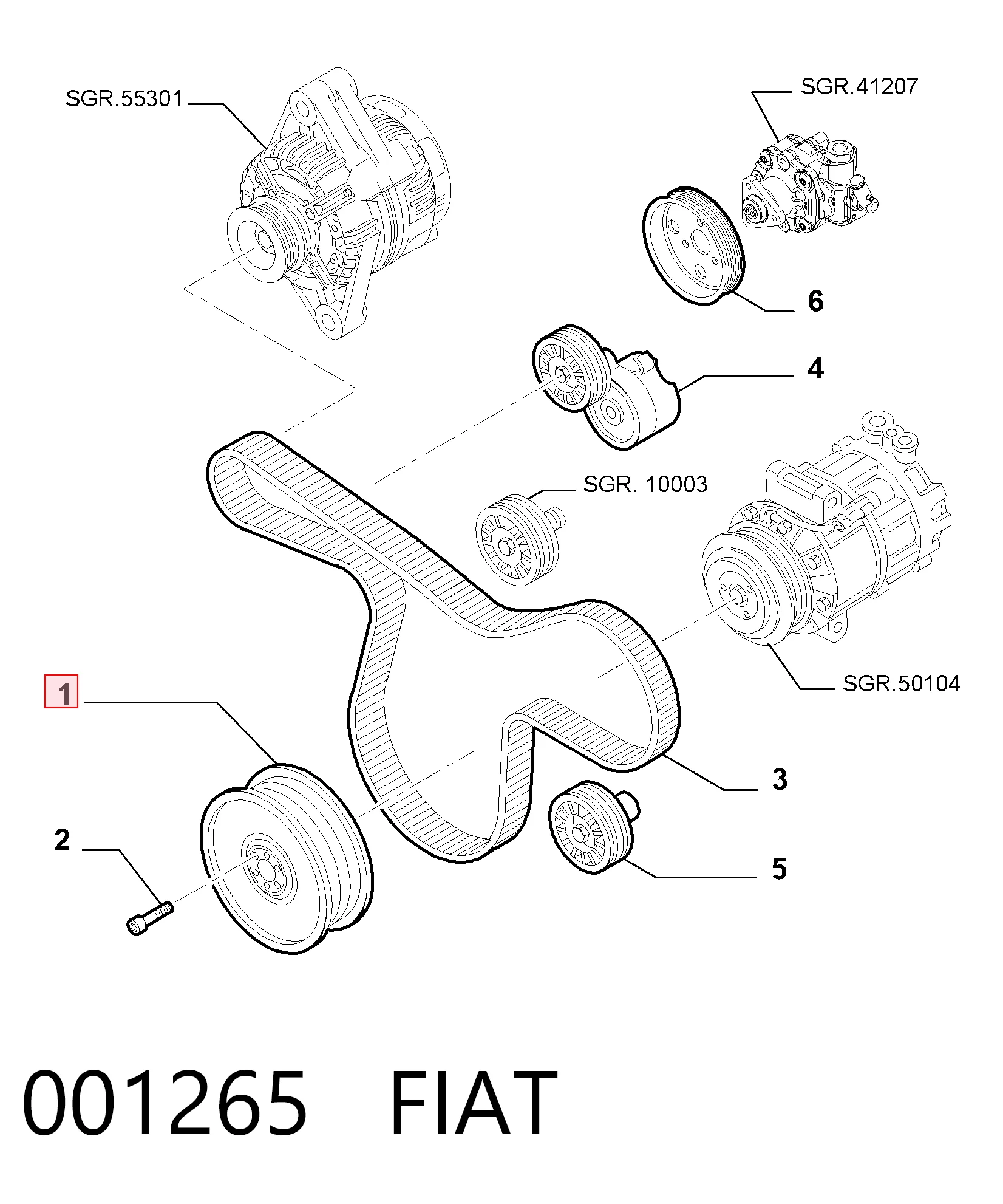 Polea del cigüeñal 001265 FIAT