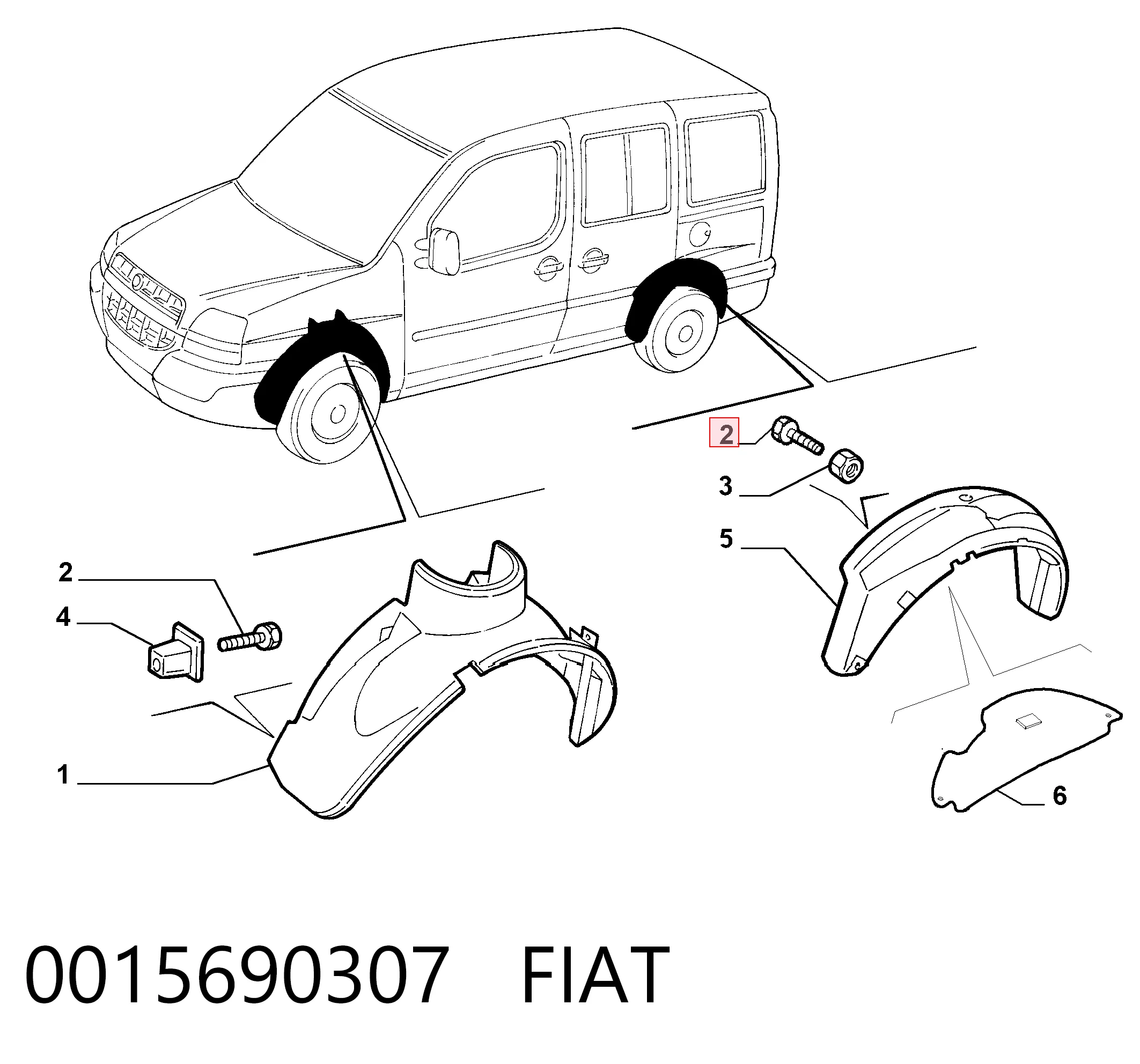 Perno del sistema de escape (silenciador) 0015690307 FIAT