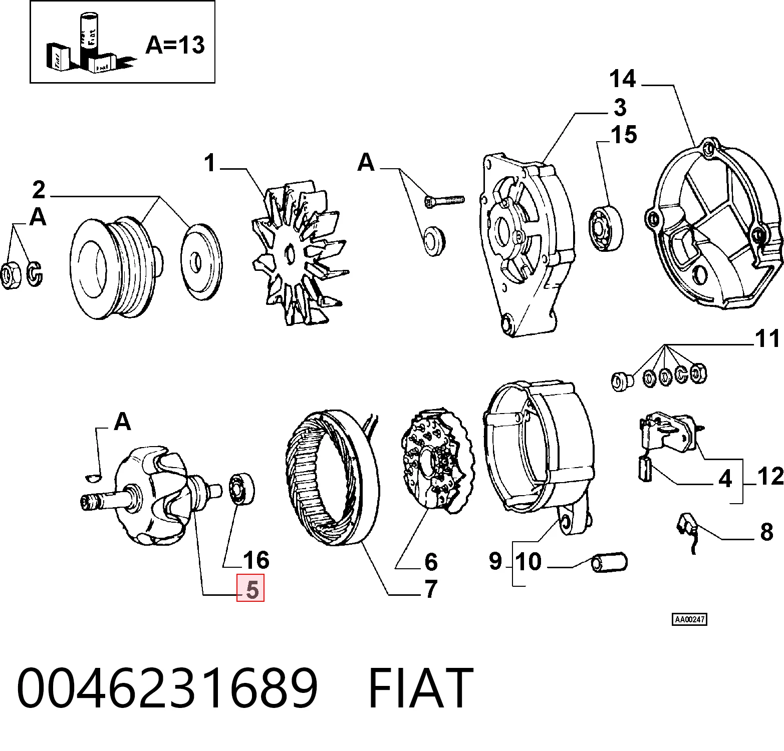 Rotor del alternador Fiat Ducato I