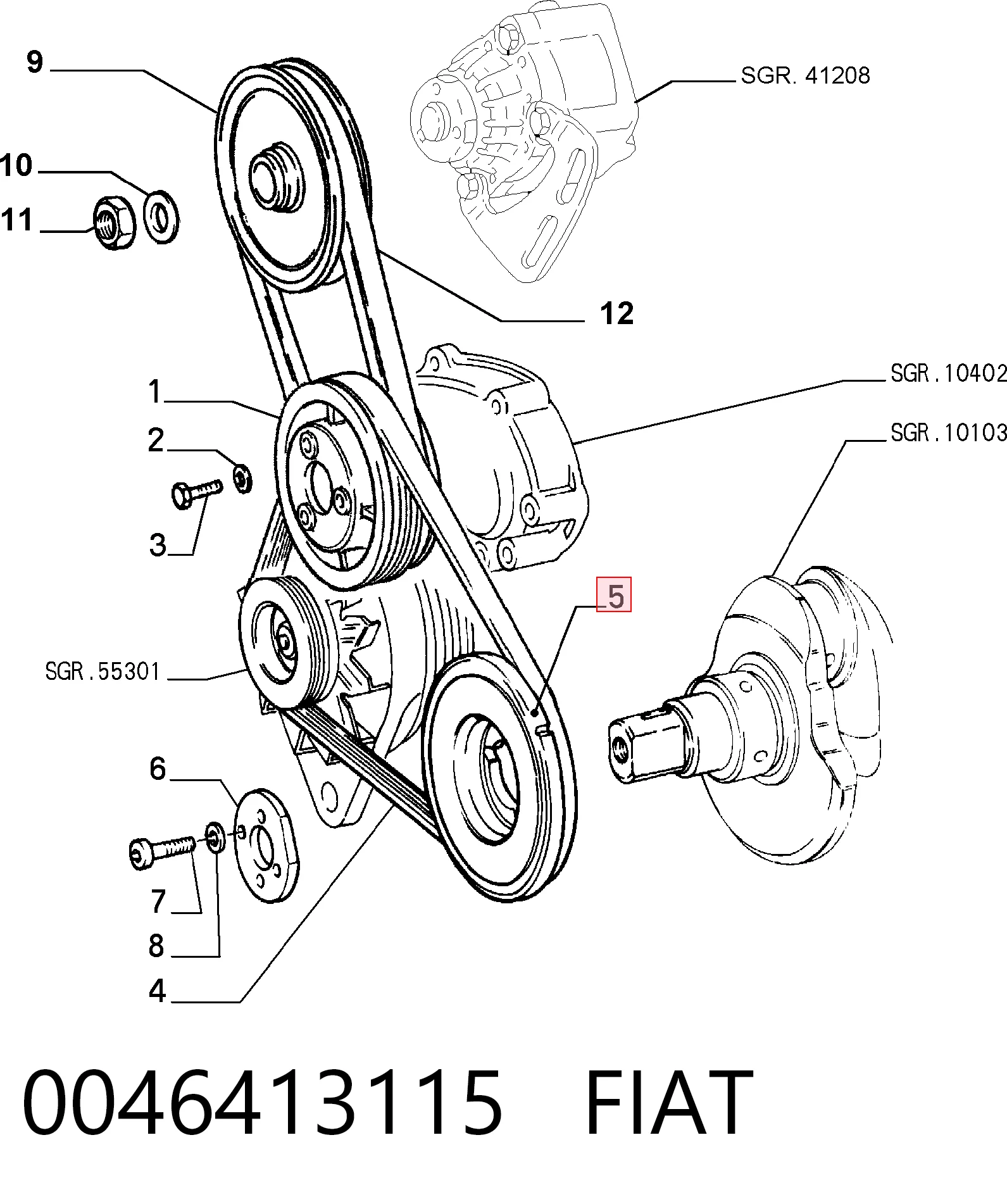Polea del cigüeñal 0046413115 FIAT