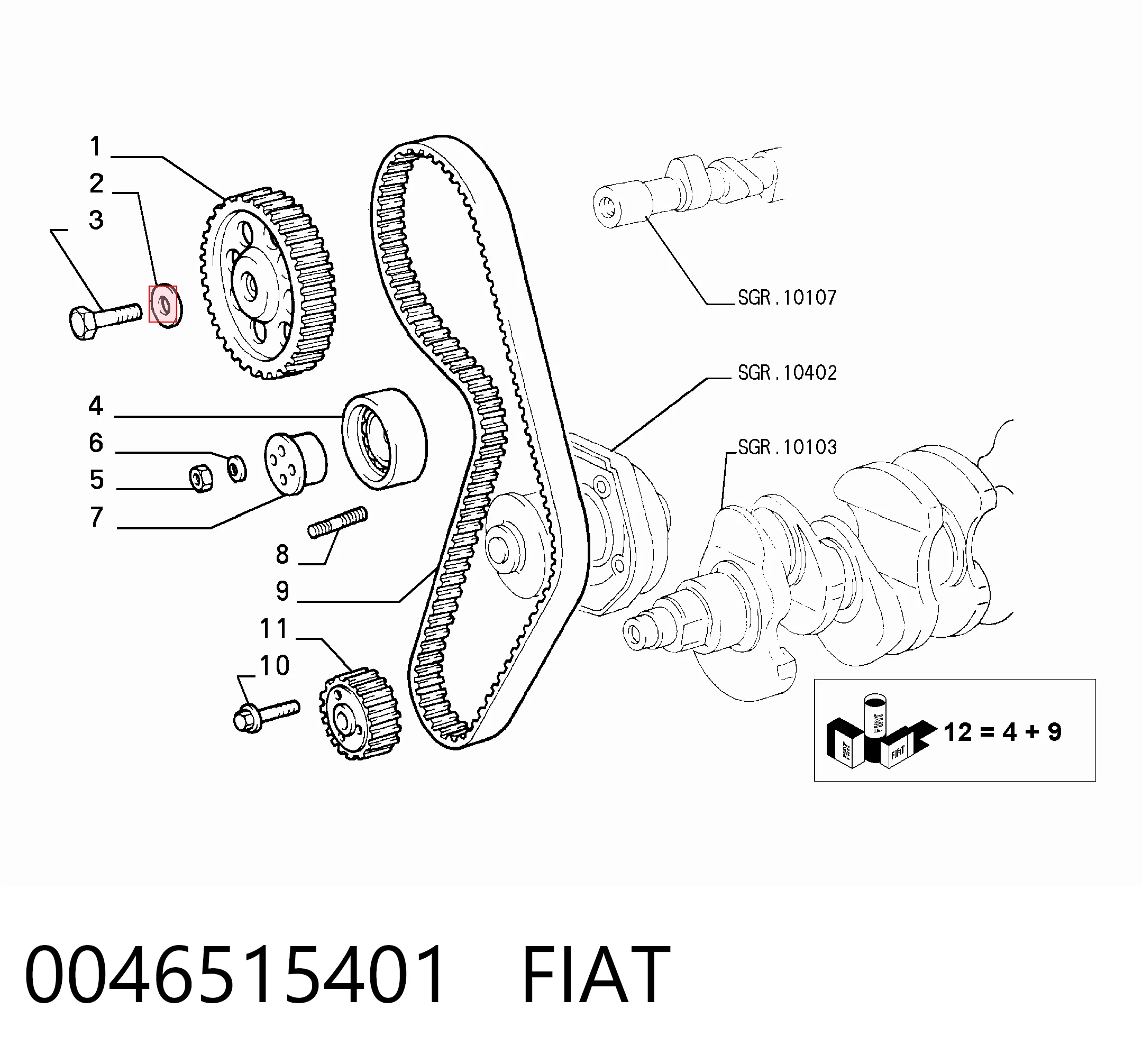 Correa de distribución 0046515401 FIAT