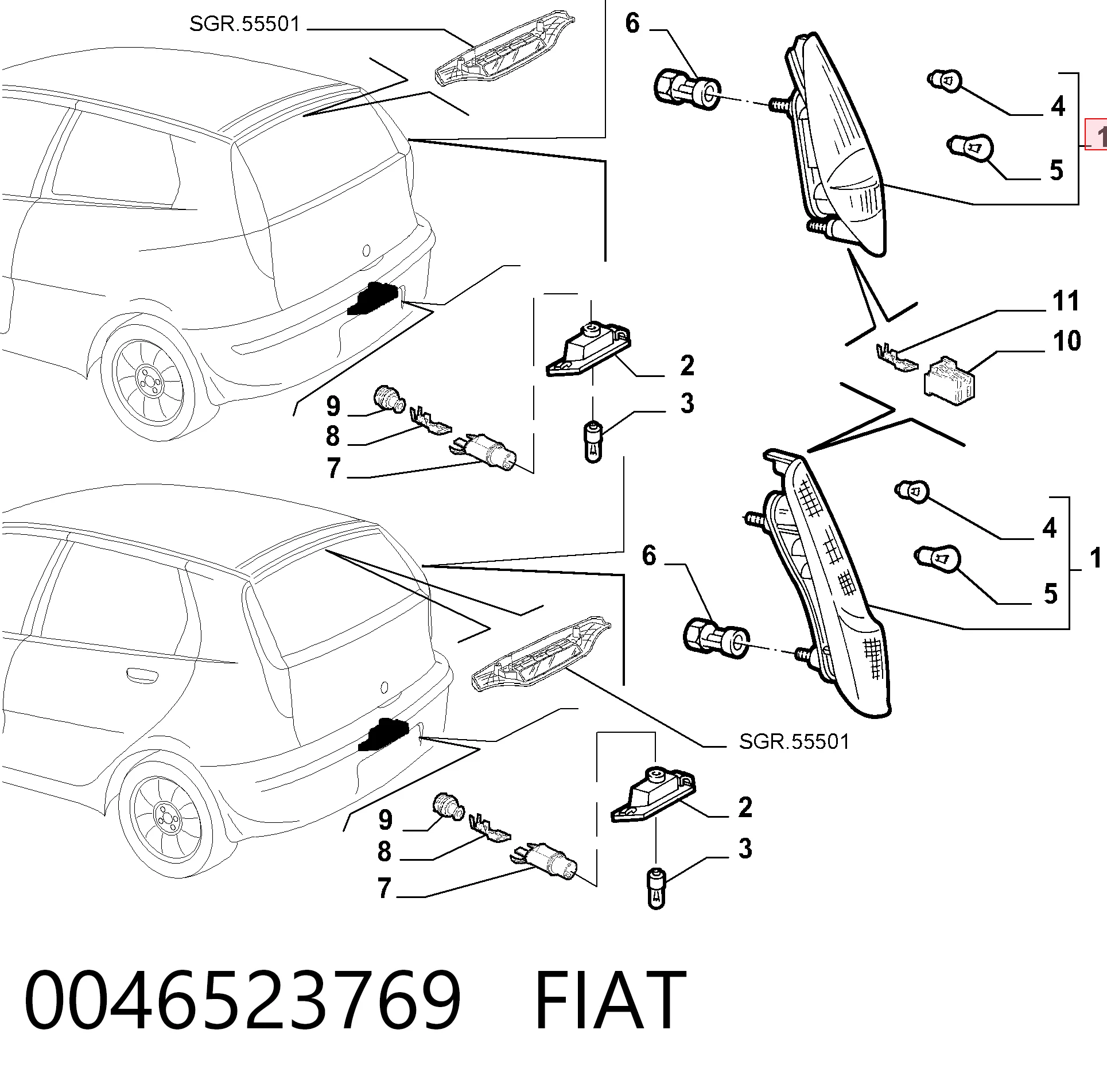 Piloto trasero derecho para Fiat Punto II 188