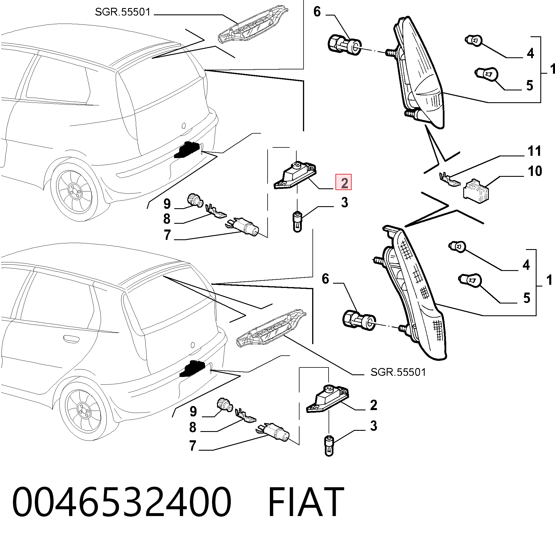  Luz matricula Fiat Punto 