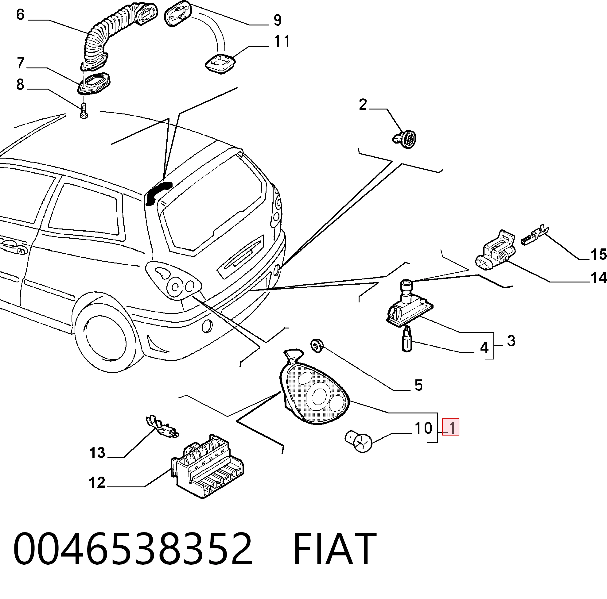 Piloto trasero derecho para Fiat Bravo I 182