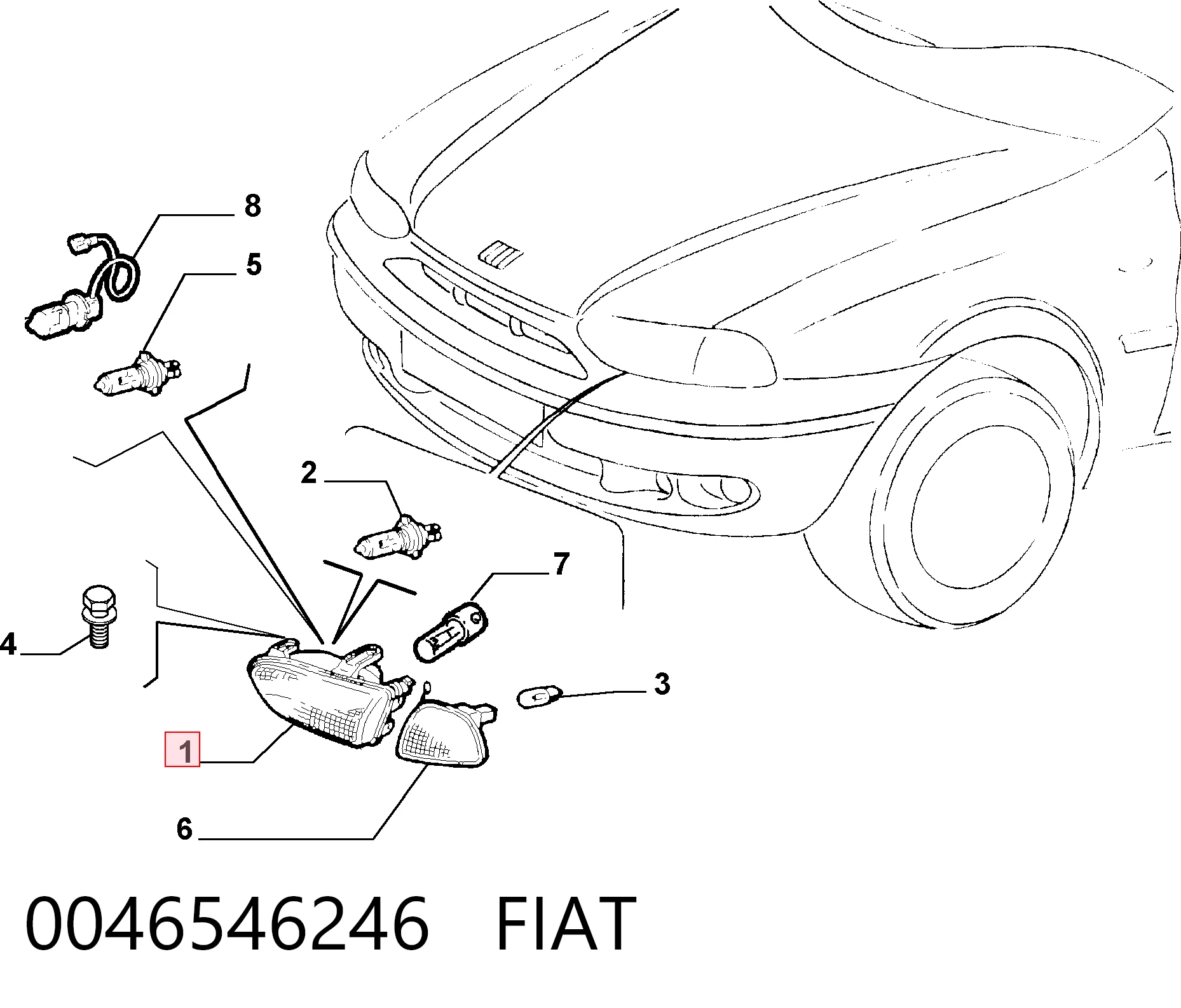  Faro derecho Fiat Palio 