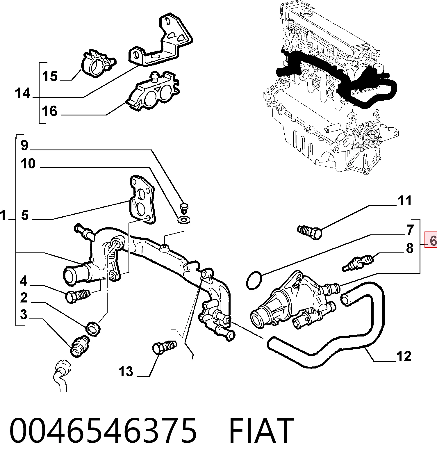 Caja de termostato para Alfa Romeo 146 930