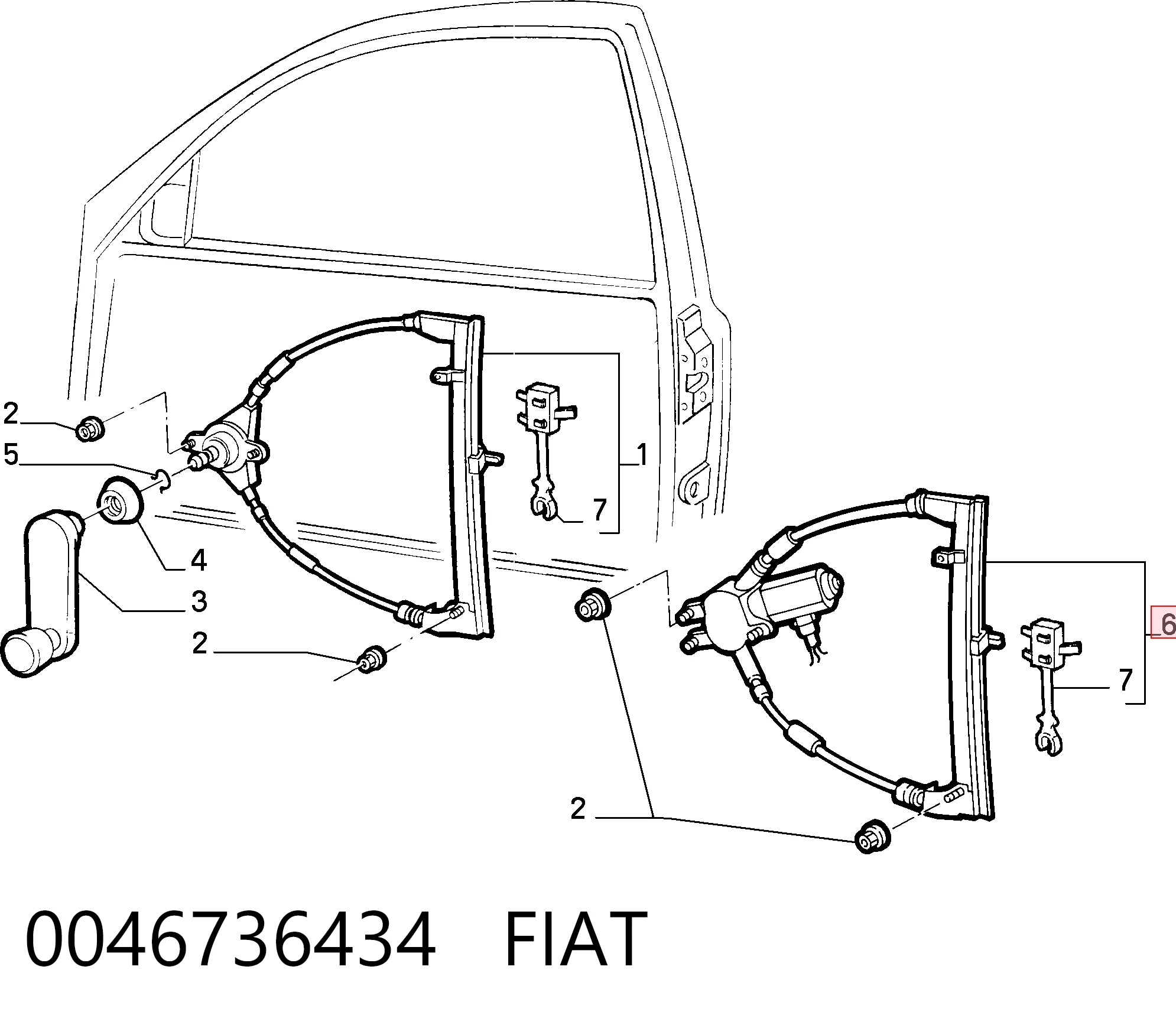  Mecanismo de elevalunas delantero derecha Fiat Punto 1