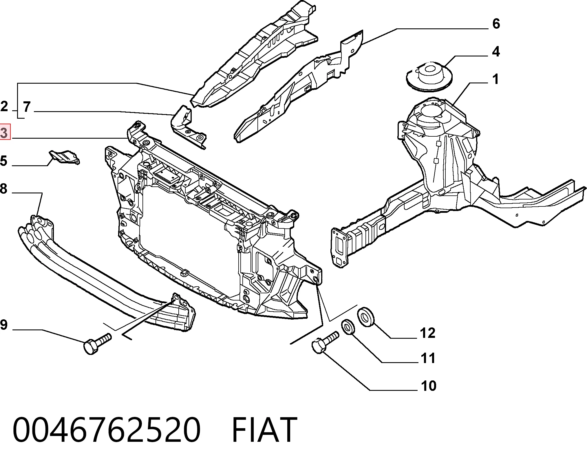  Soporte de radiador Fiat Stilo 