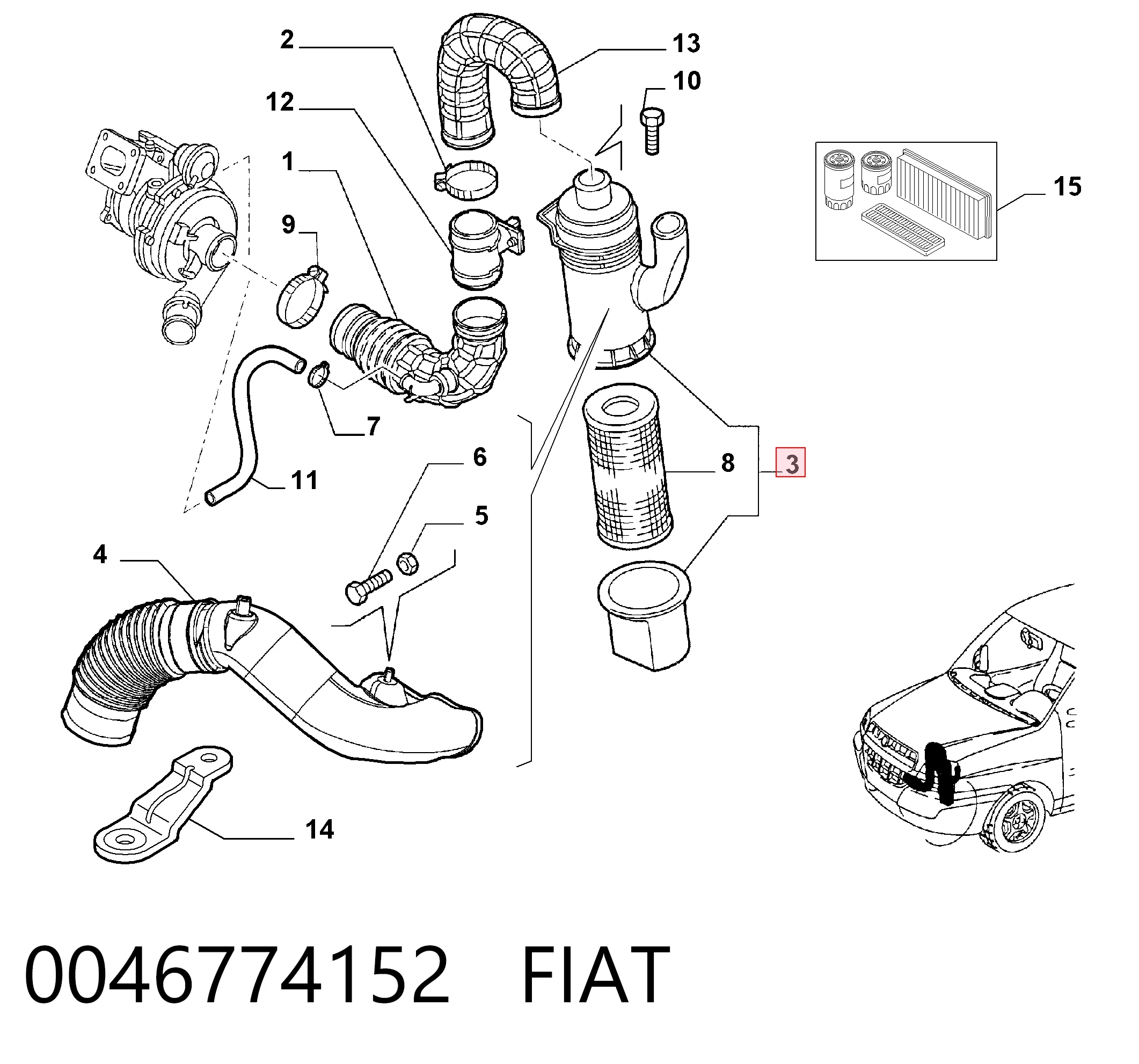 Caja del filtro de aire 0046774152 FIAT