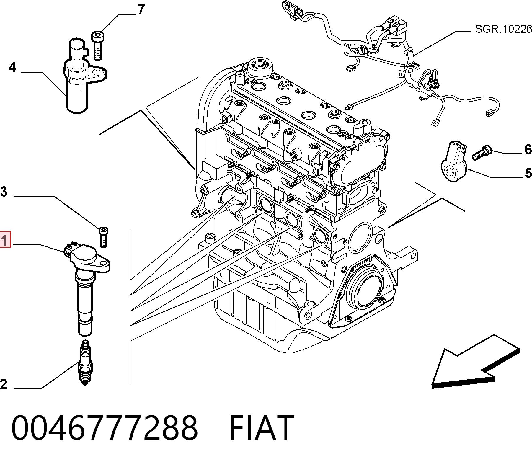 0046777288 Fiat/Alfa/Lancia Bobina de ignición