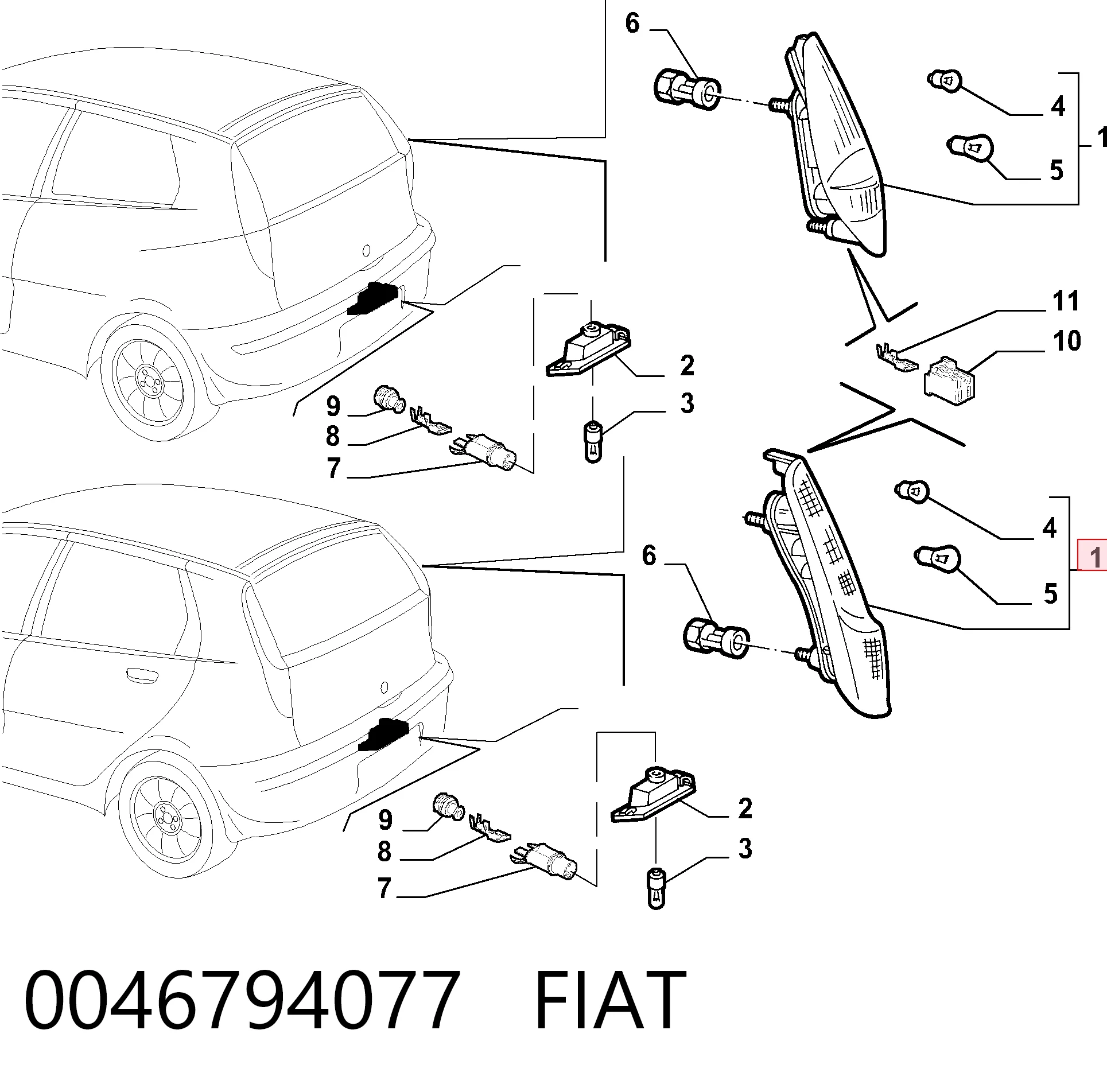 Piloto trasero derecho Fiat Punto II hatchback (188) (1999 - 2012) precio, desde 37,75 EUR