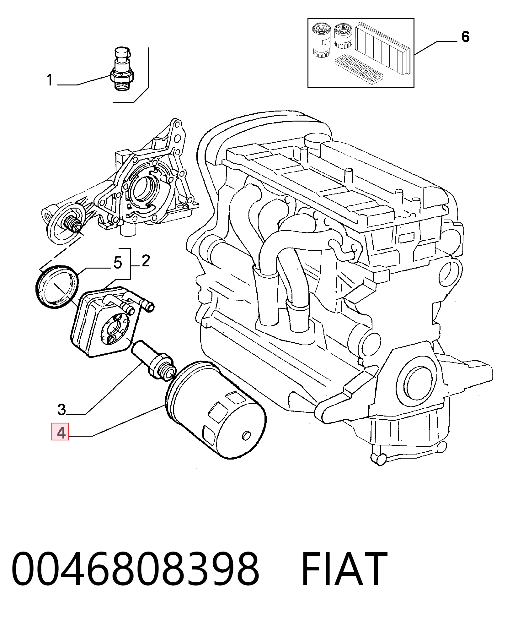 Filtro de aceite 0046808398 FIAT