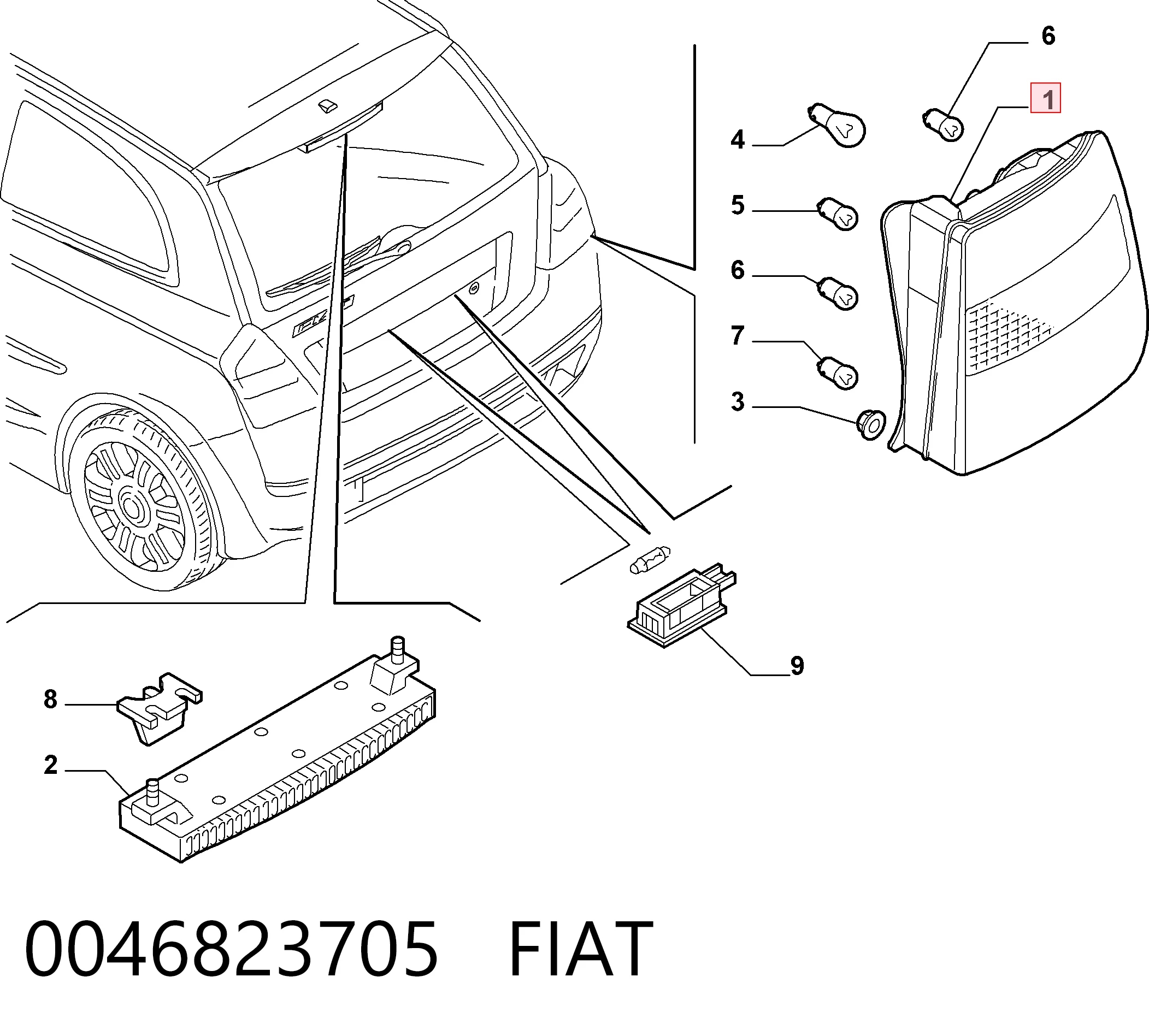 Piloto trasero derecho para Fiat Stilo  192