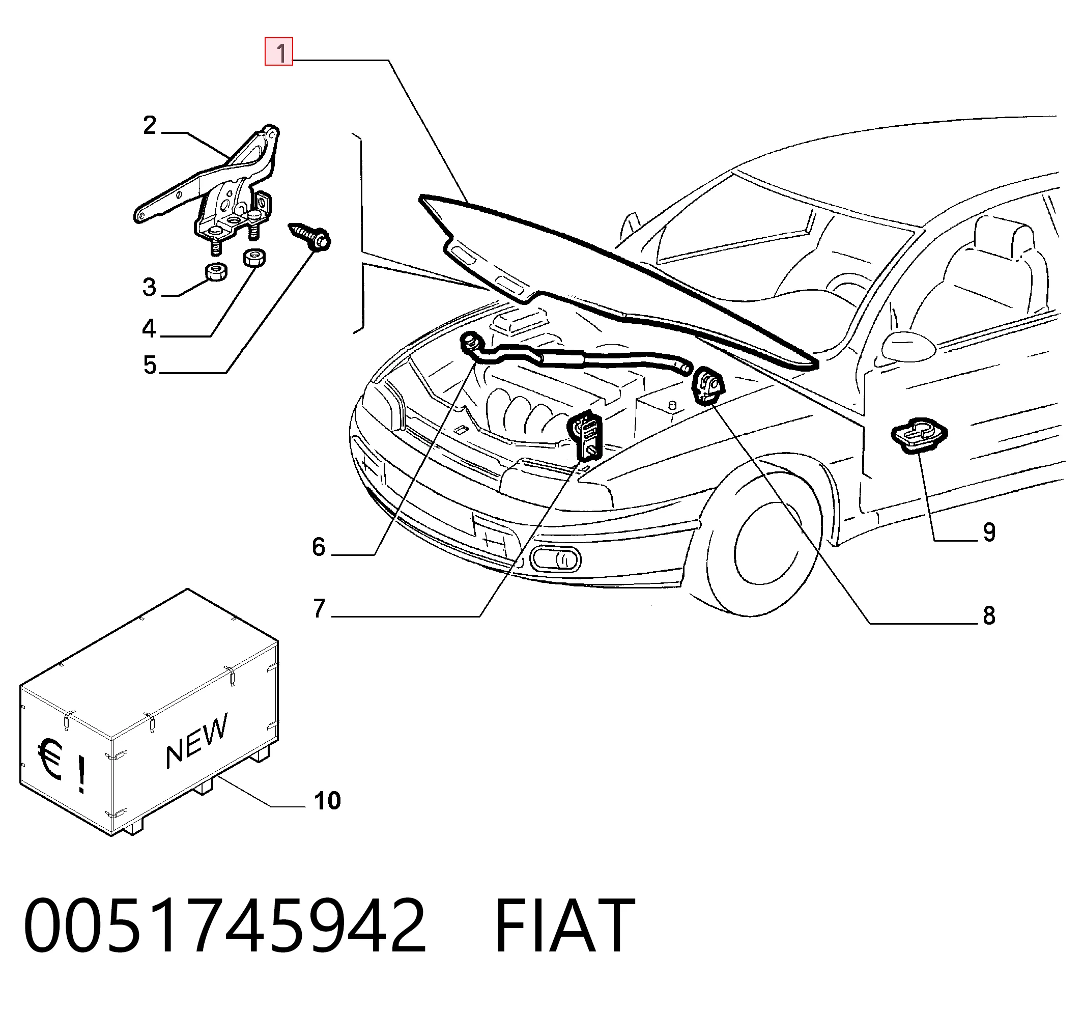 Capó delantero para Fiat Brava  182