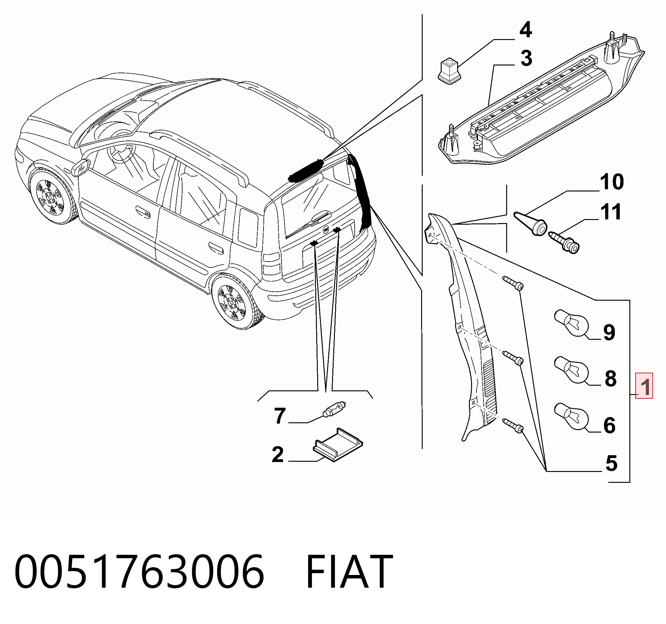 Comprar Piloto trasero derecho Fiat Panda II 169A