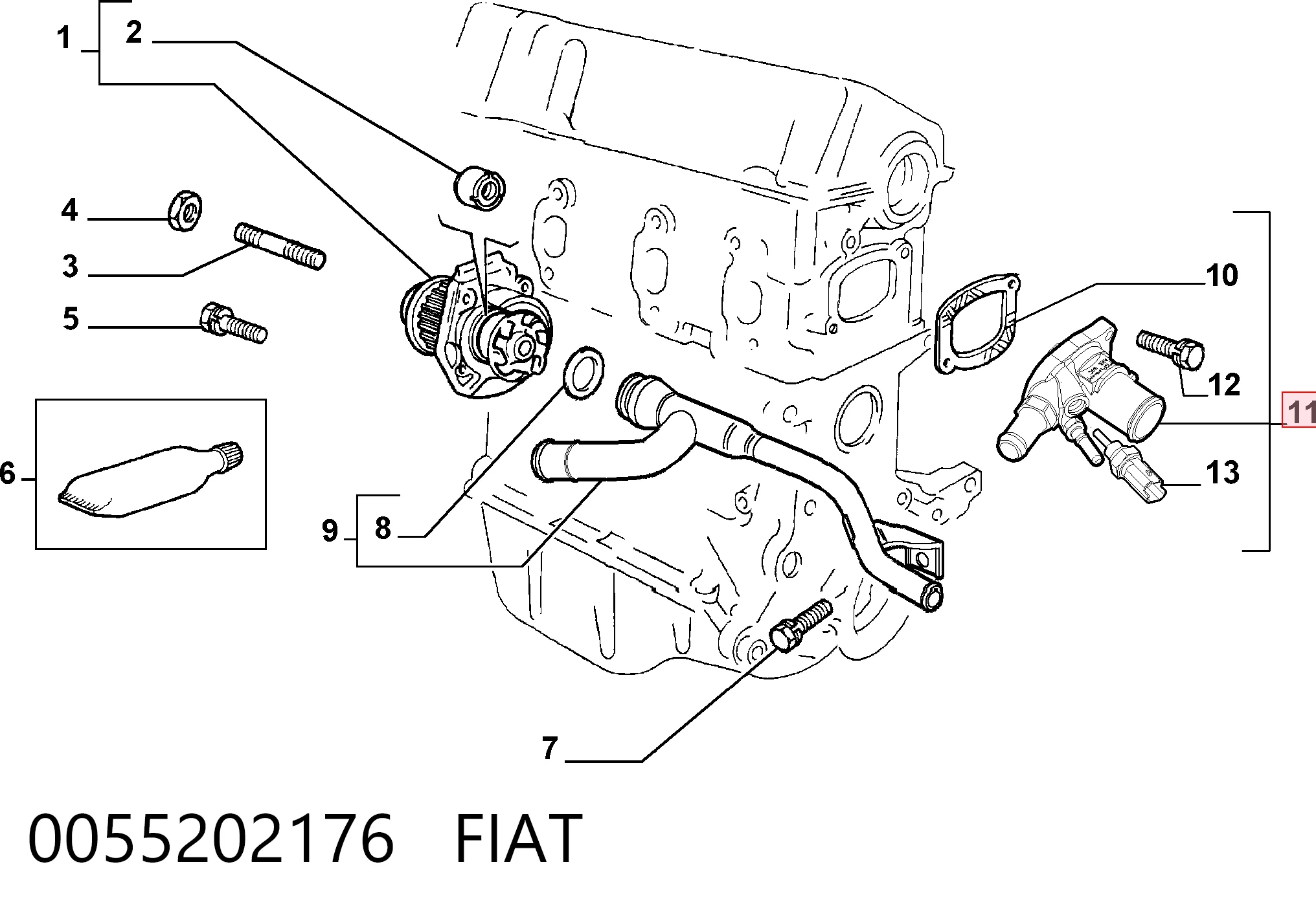 0055202176 Fiat/Alfa/Lancia Termostato de agua