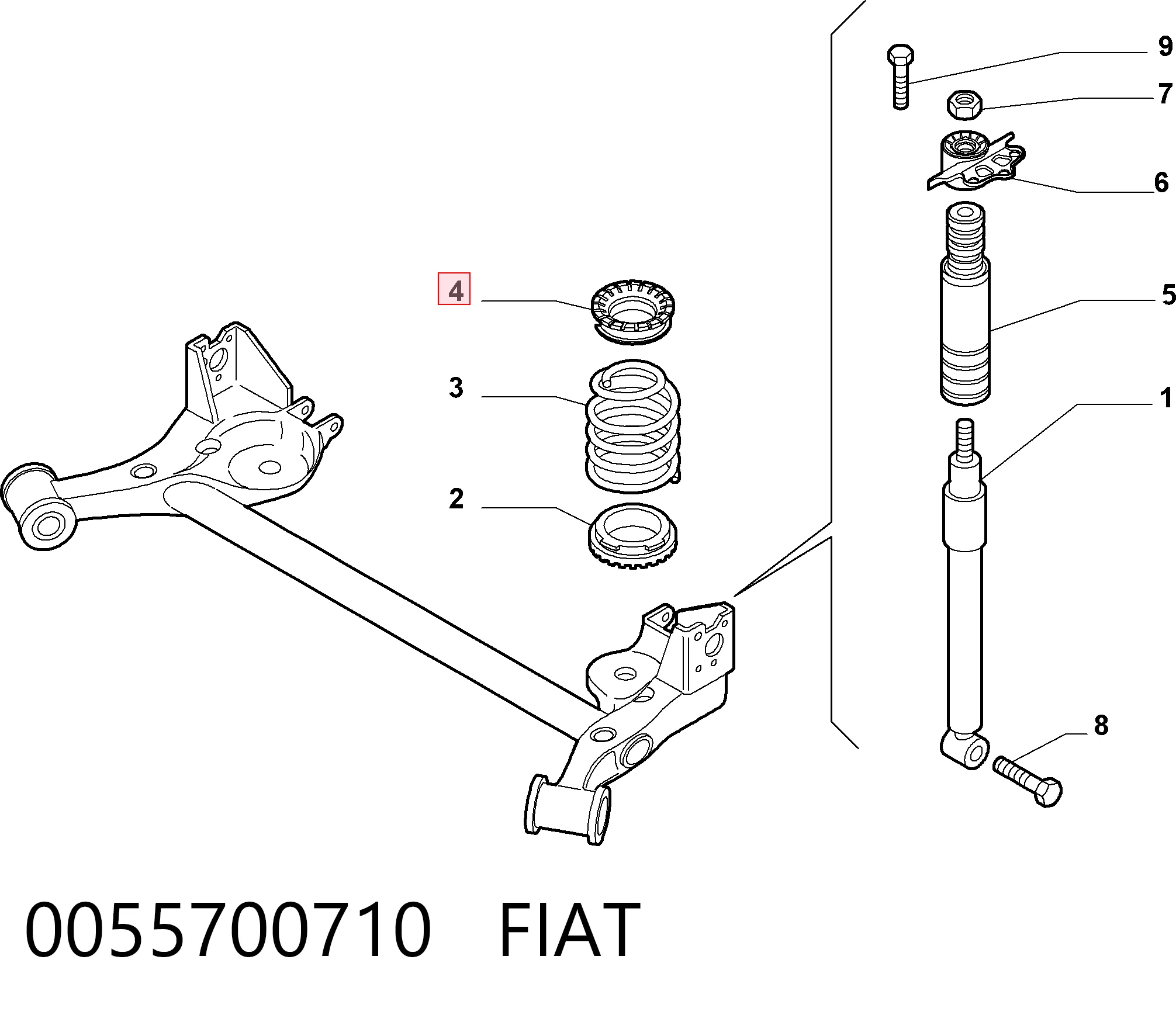 Aislador de resorte trasero superior General Motors 424769