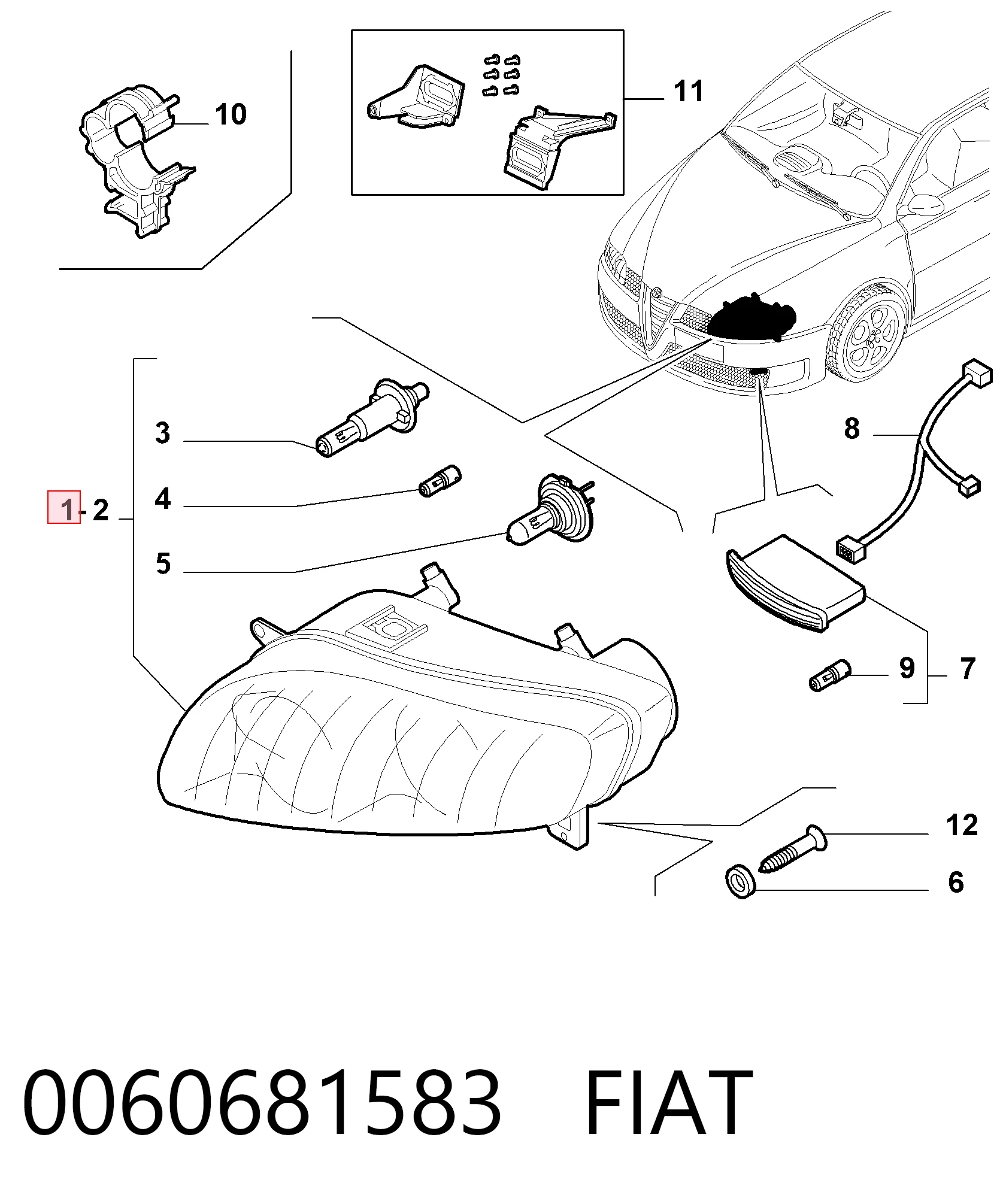 Luz derecha para Alfa Romeo GT  937
