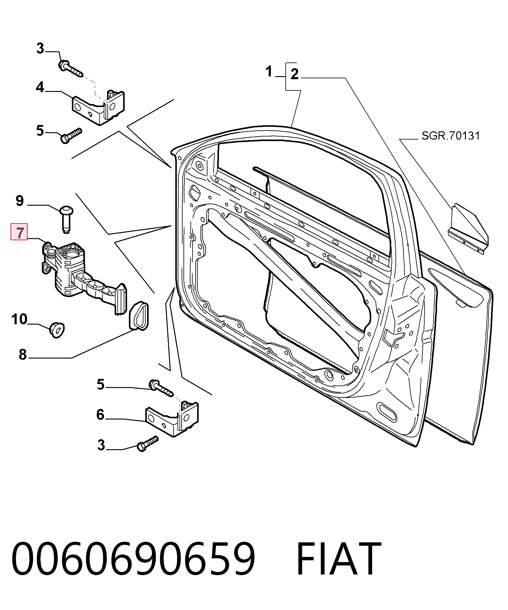 Limitador de apertura de puerta delantera 0060690659 FIAT