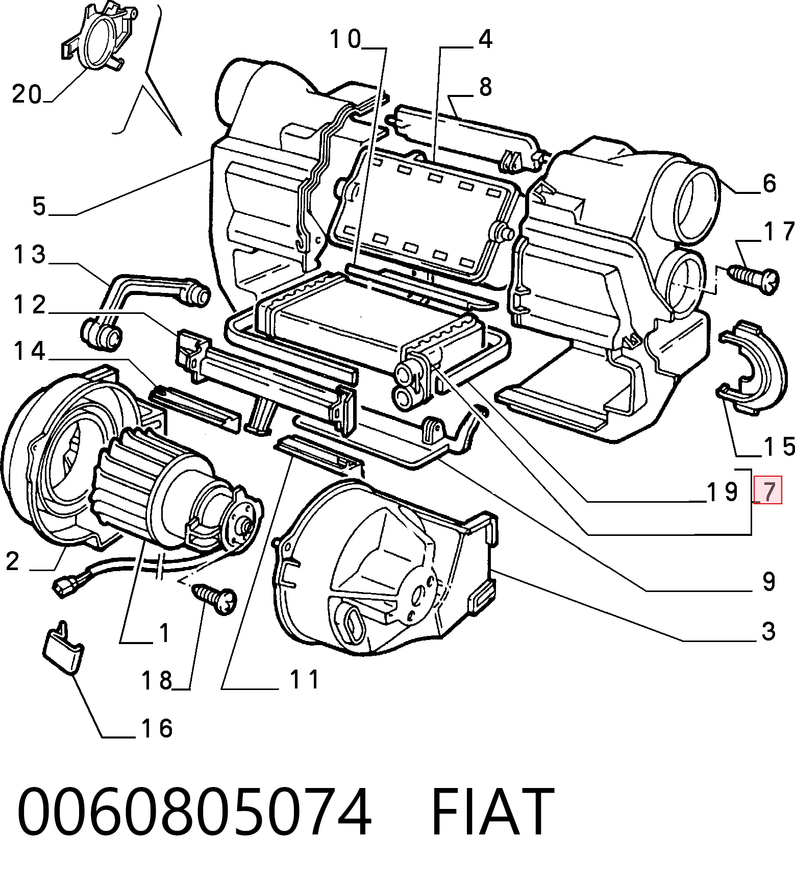 Radiador de calefacción 0060805074 FIAT