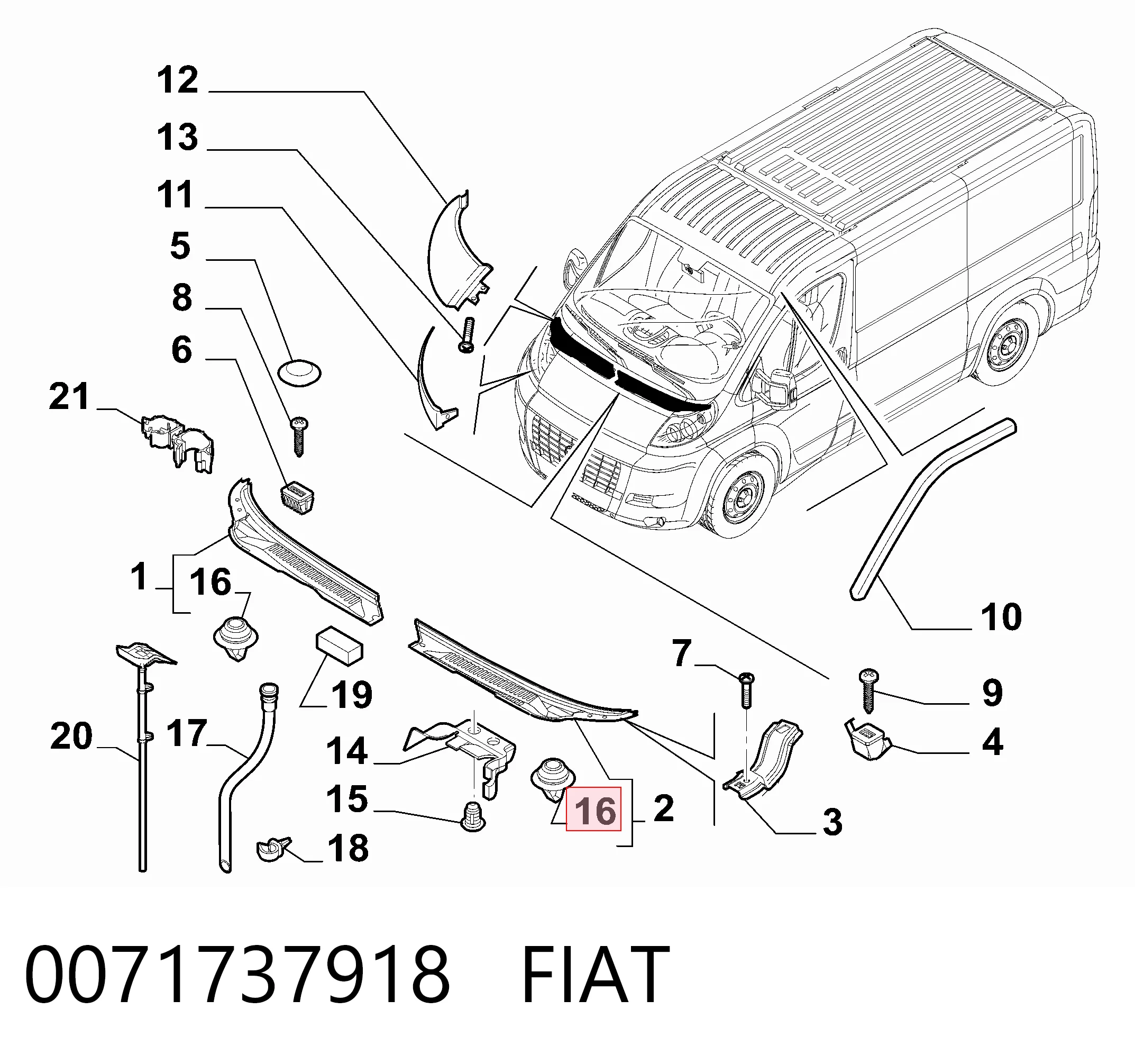 0071737918 Fiat/Alfa/Lancia Clip de fijación de moldura de puerta
