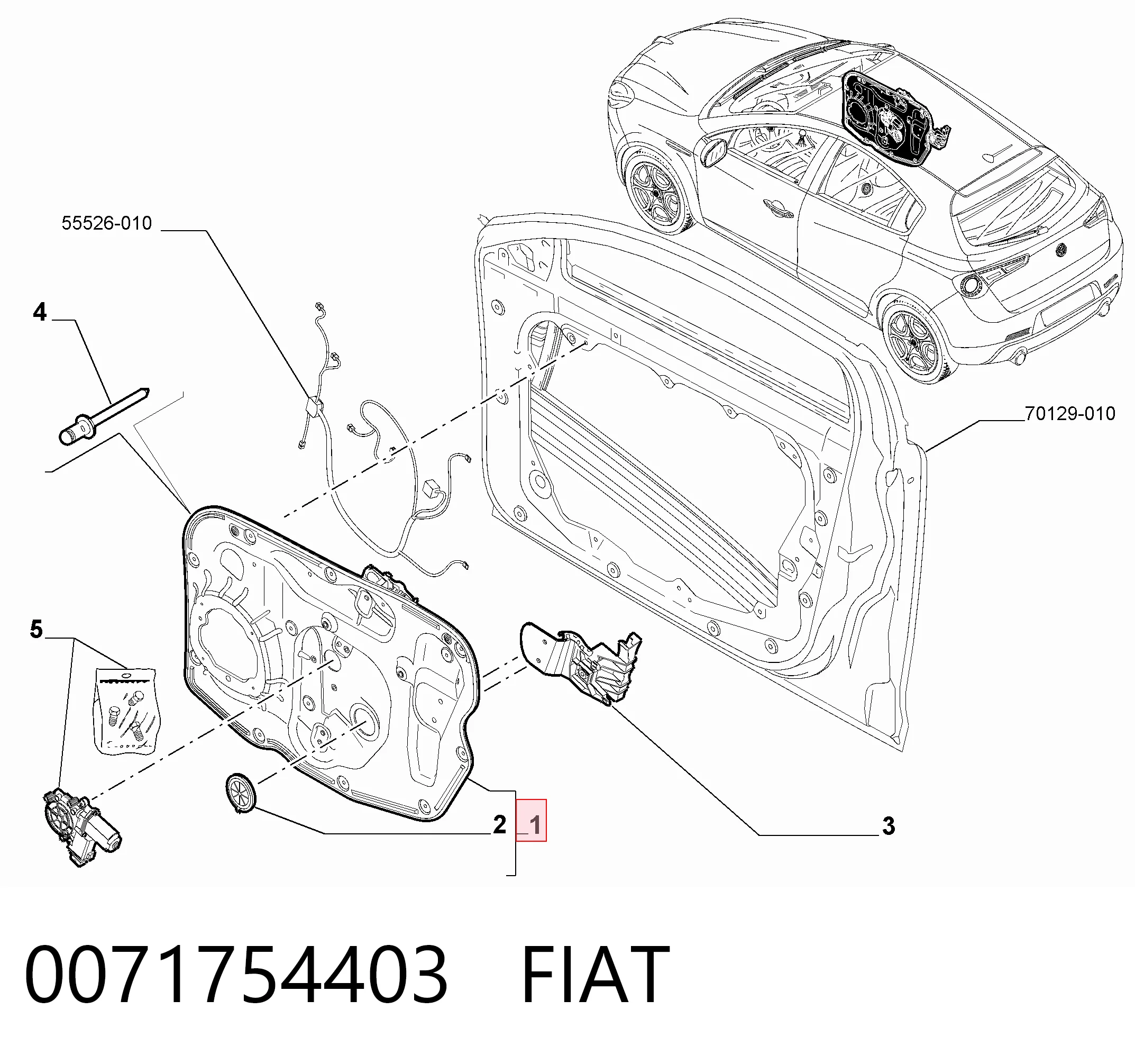 Mecanismo levanta, puerta delantera derecha para Alfa Romeo Giulietta  940