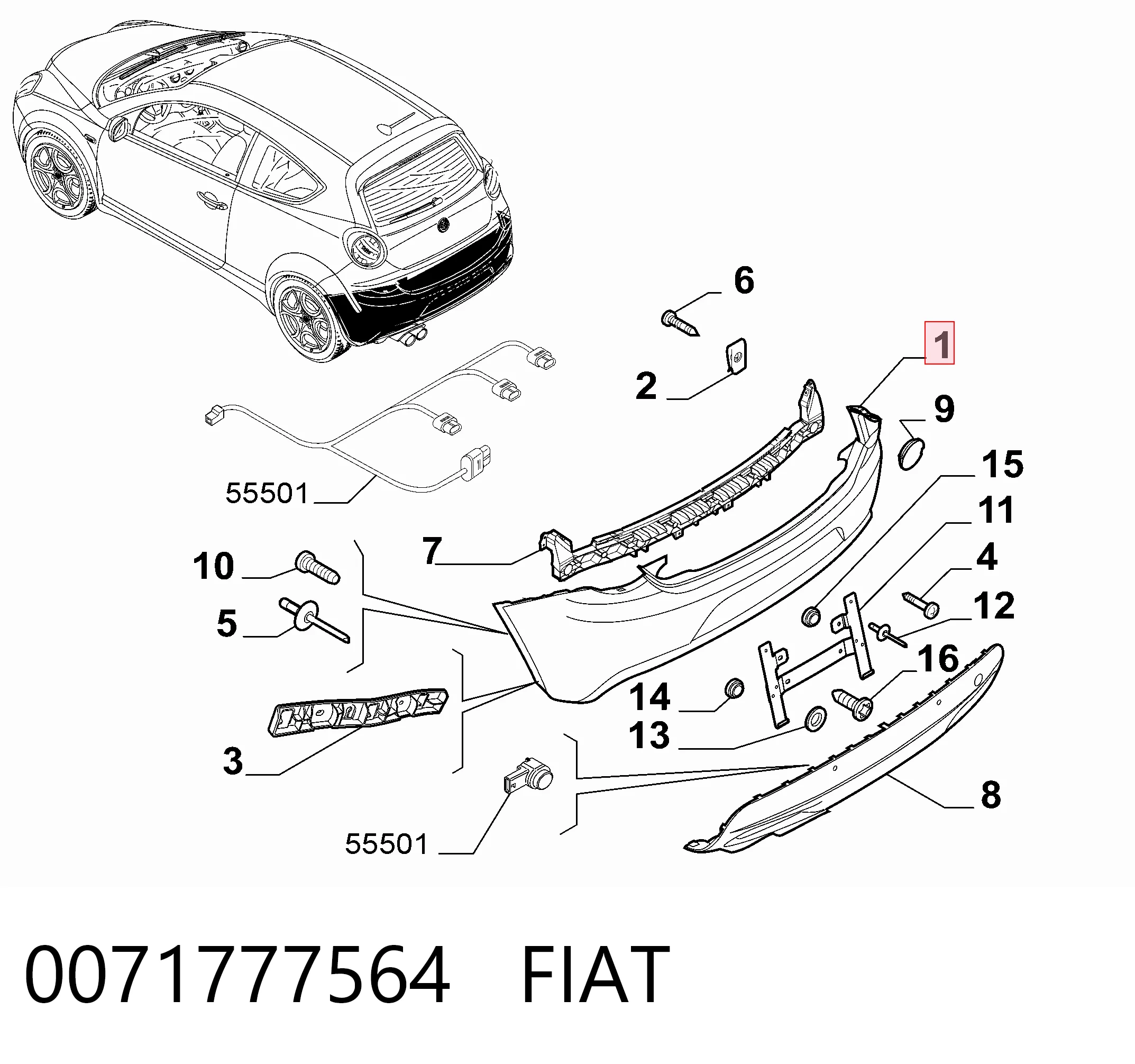 Paragolpes trasero Alfa Romeo Mito 